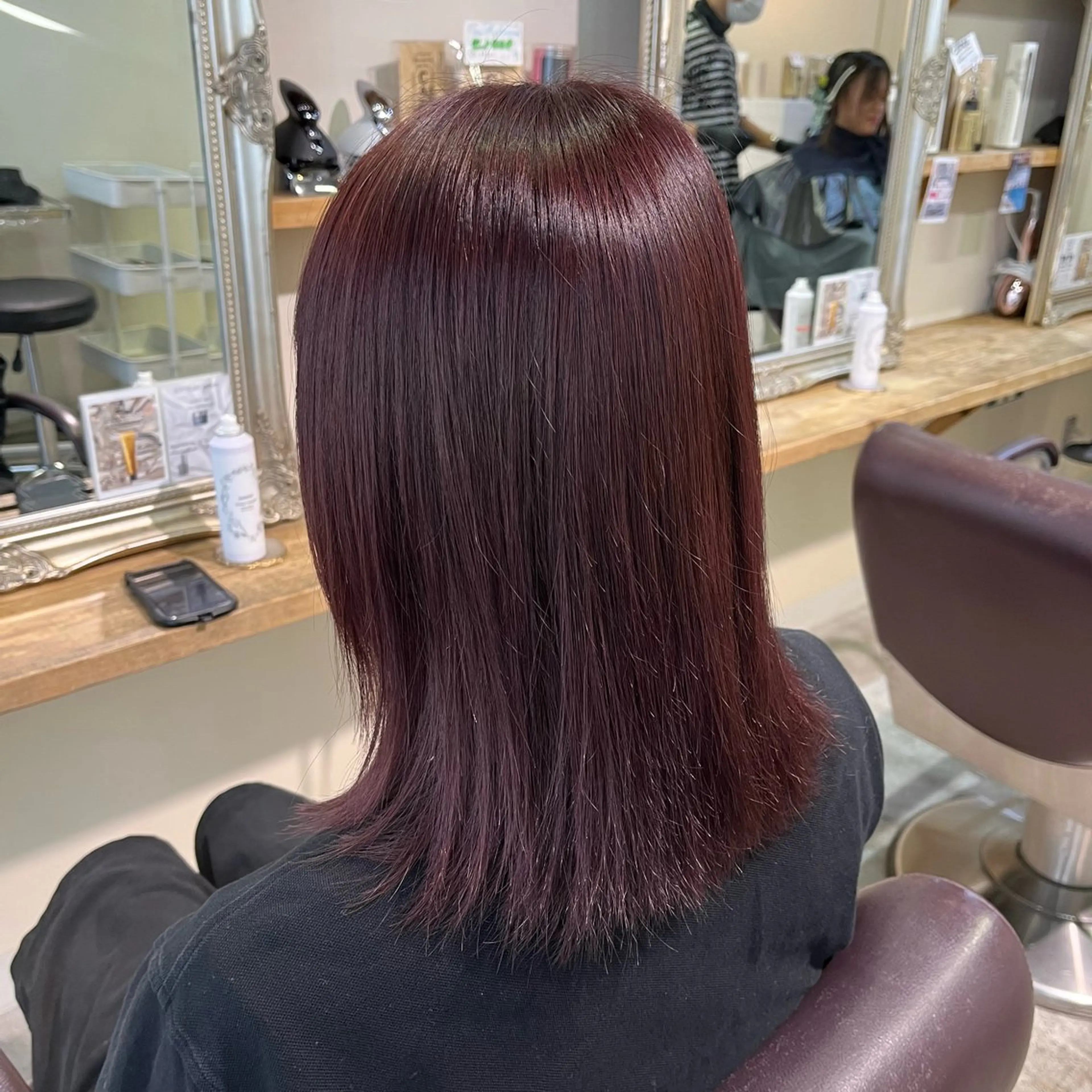 ミディアム カラー ヘアカラー トリートメント フェザーパーマ🌙 毛流れ yuzukiのヘアスタイル