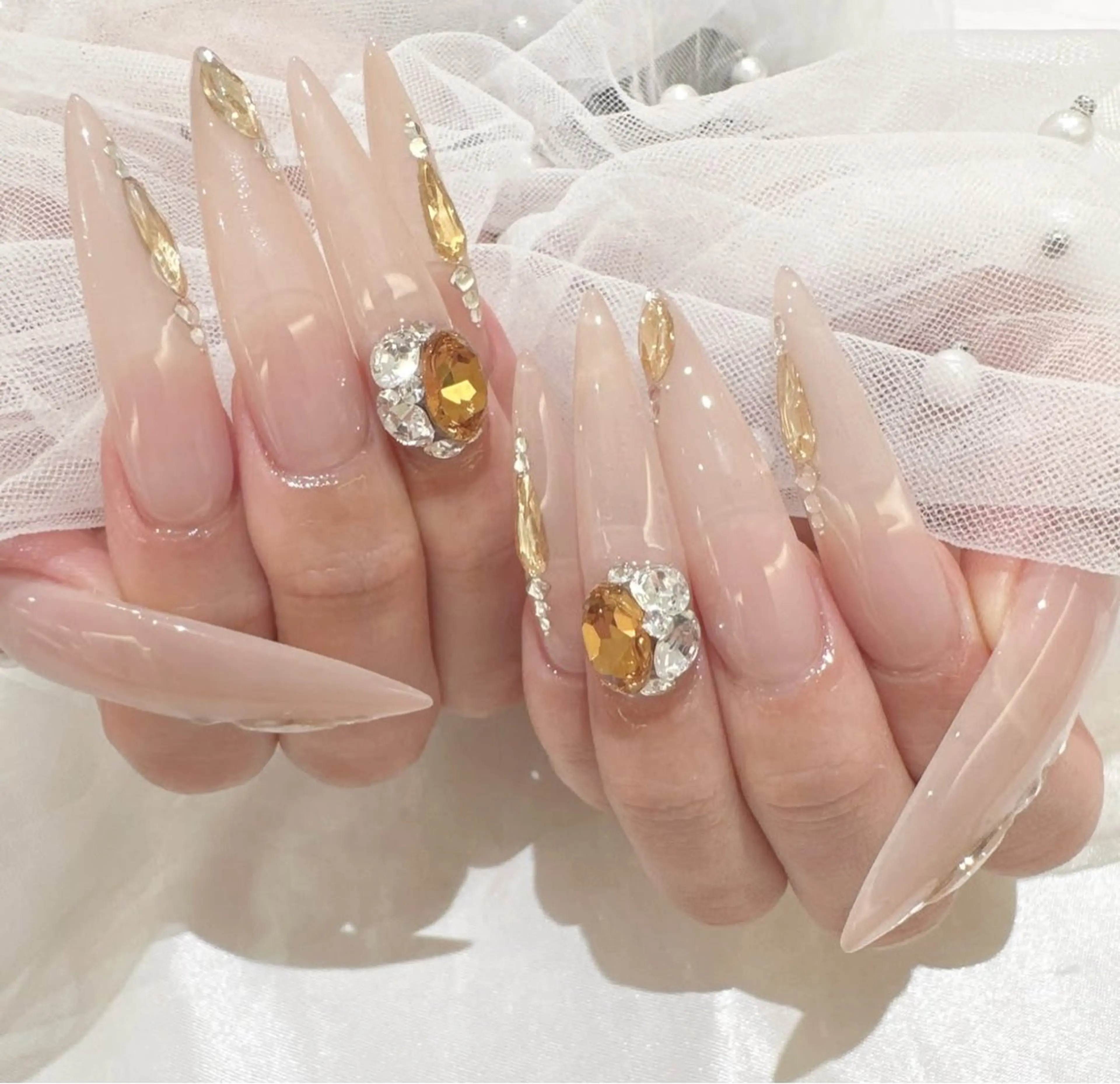 ネイル ジェルネイル ゴージャス ロングネイル スカルプネイル Kanao_ CloudyChanのネイルデザイン