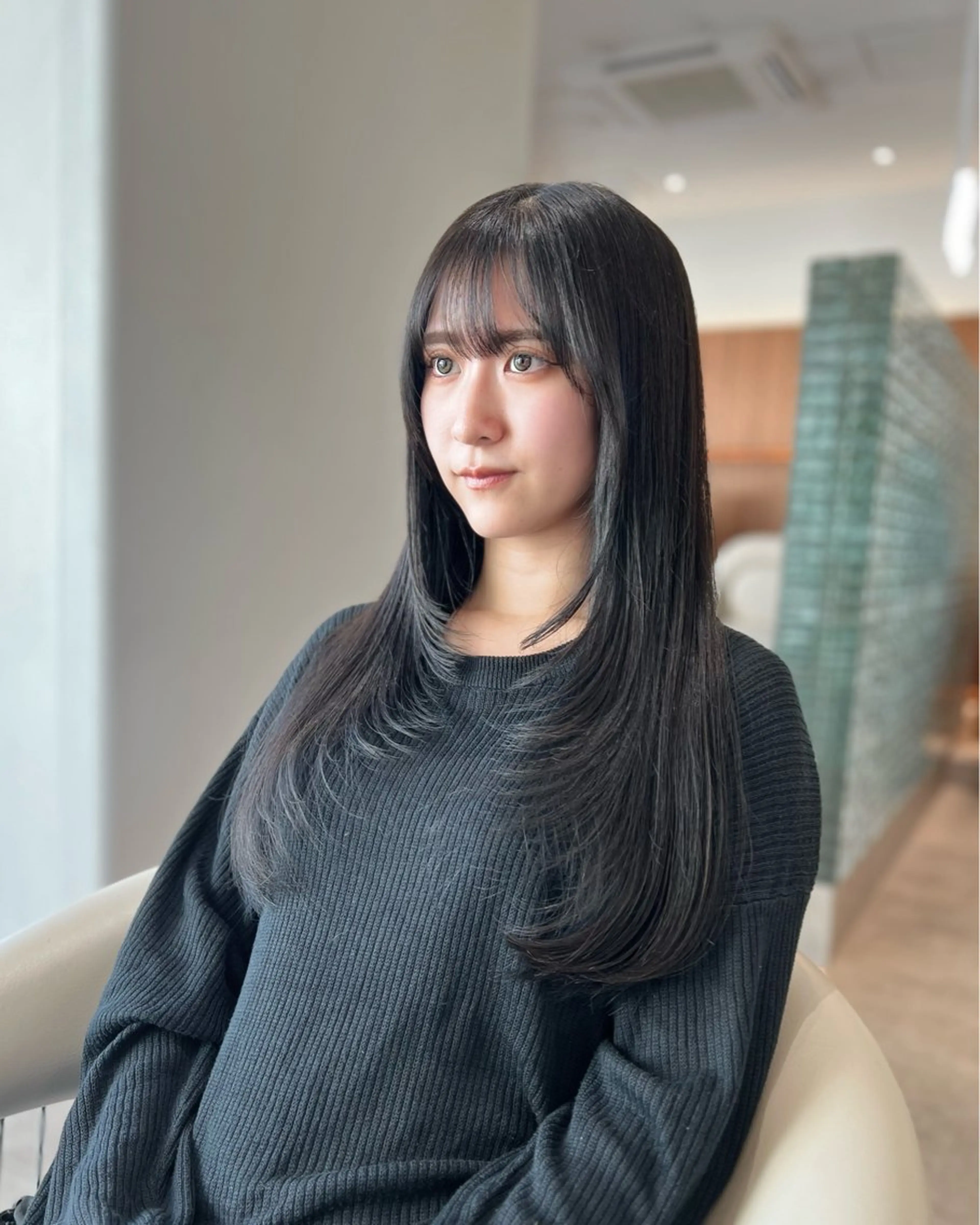 ロング カラー ブルーカラー シルバー 韓国風ヘア レイヤーカット カット ヘアカラー ヘアセット 韓国レイヤー🇰🇷 韓国研修◎渋谷カイトのヘアスタイル