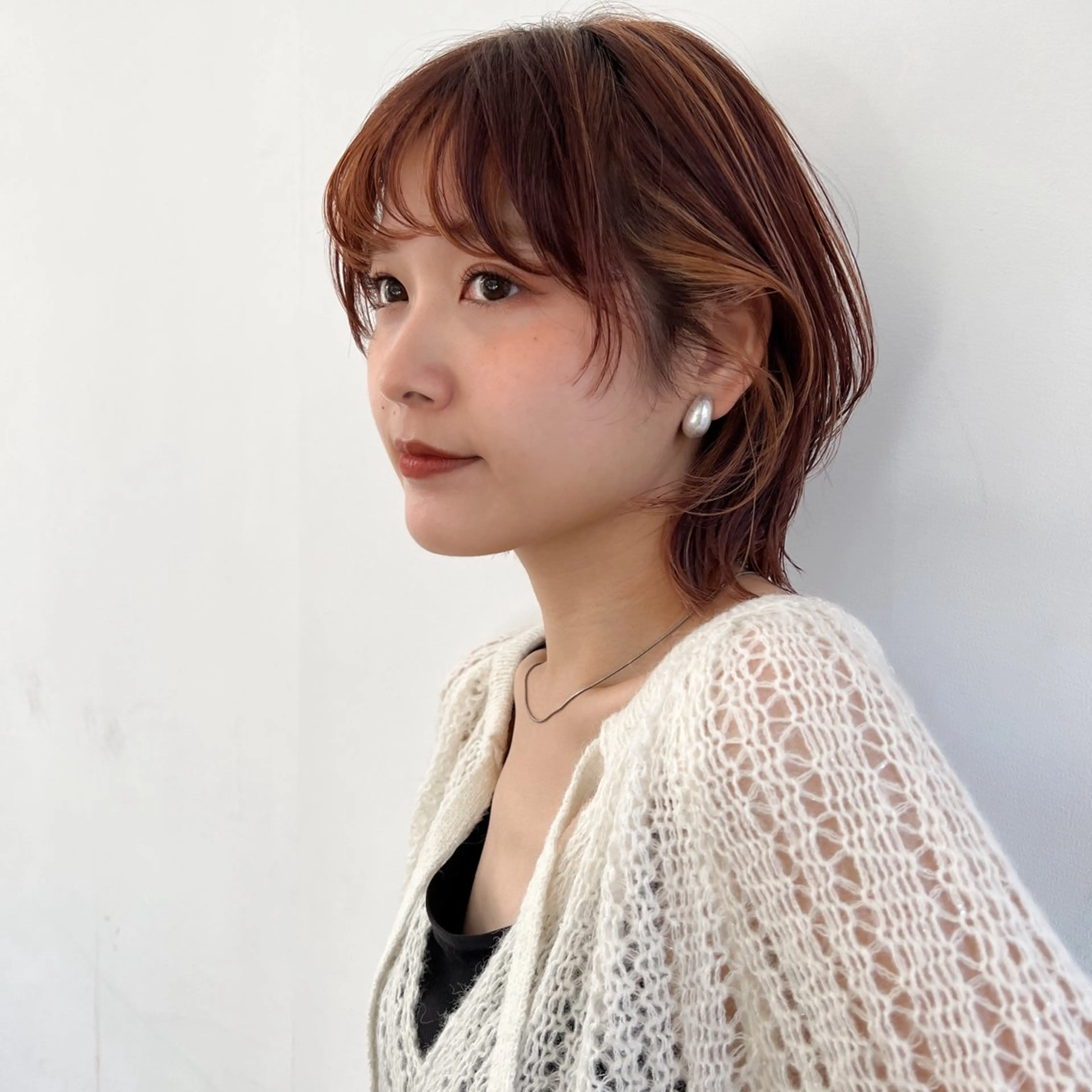 ショート カラー ボブ/巻ける縮毛矯正 /韓国レイヤーはなのヘアスタイル