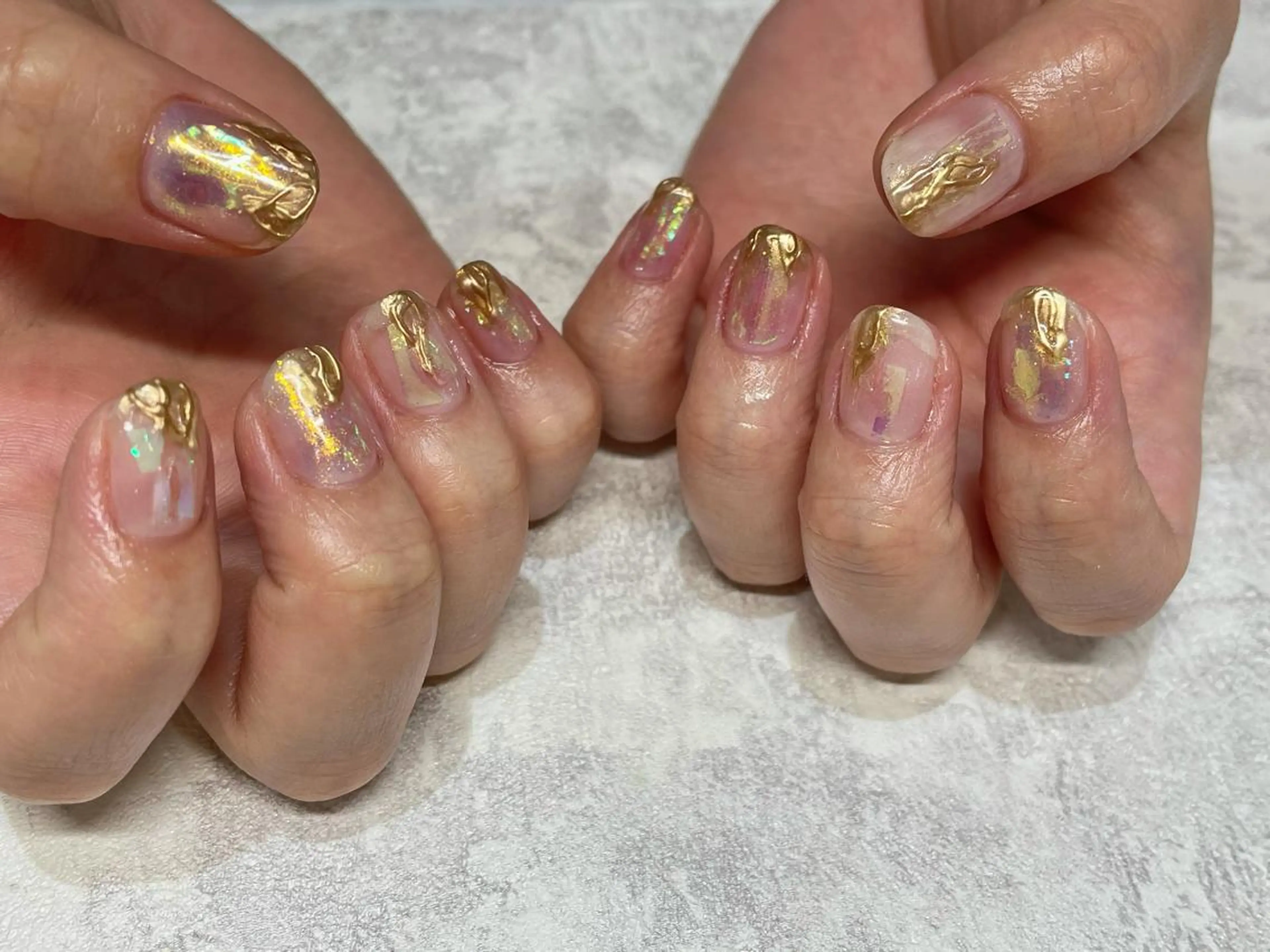 ネイル 氷ネイル・うるうるネイル キラキラネイル Nagashima sanaのネイルデザイン