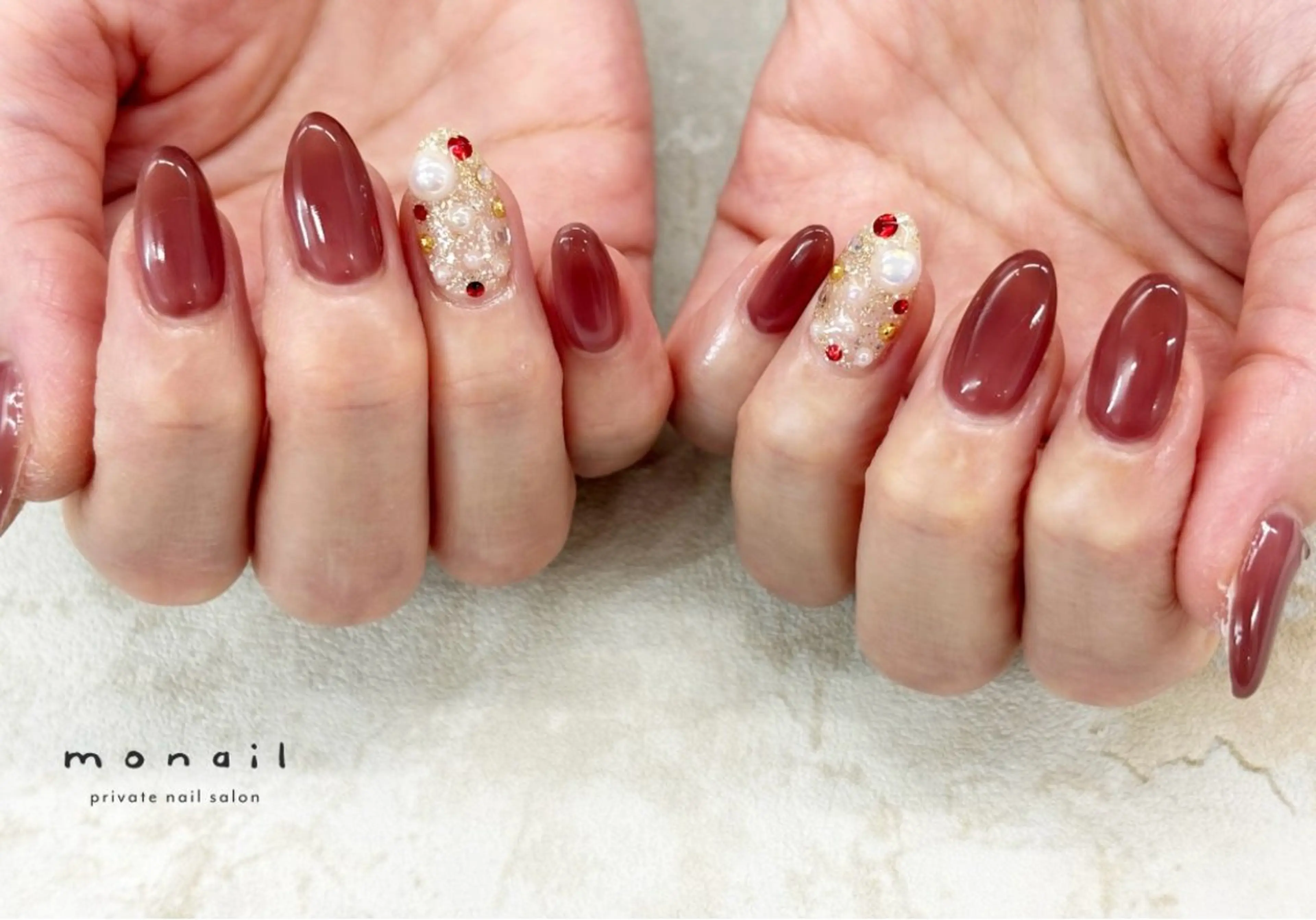 ネイル 冬ネイル クリスマス ハンドネイル nail salon monailのネイルデザイン