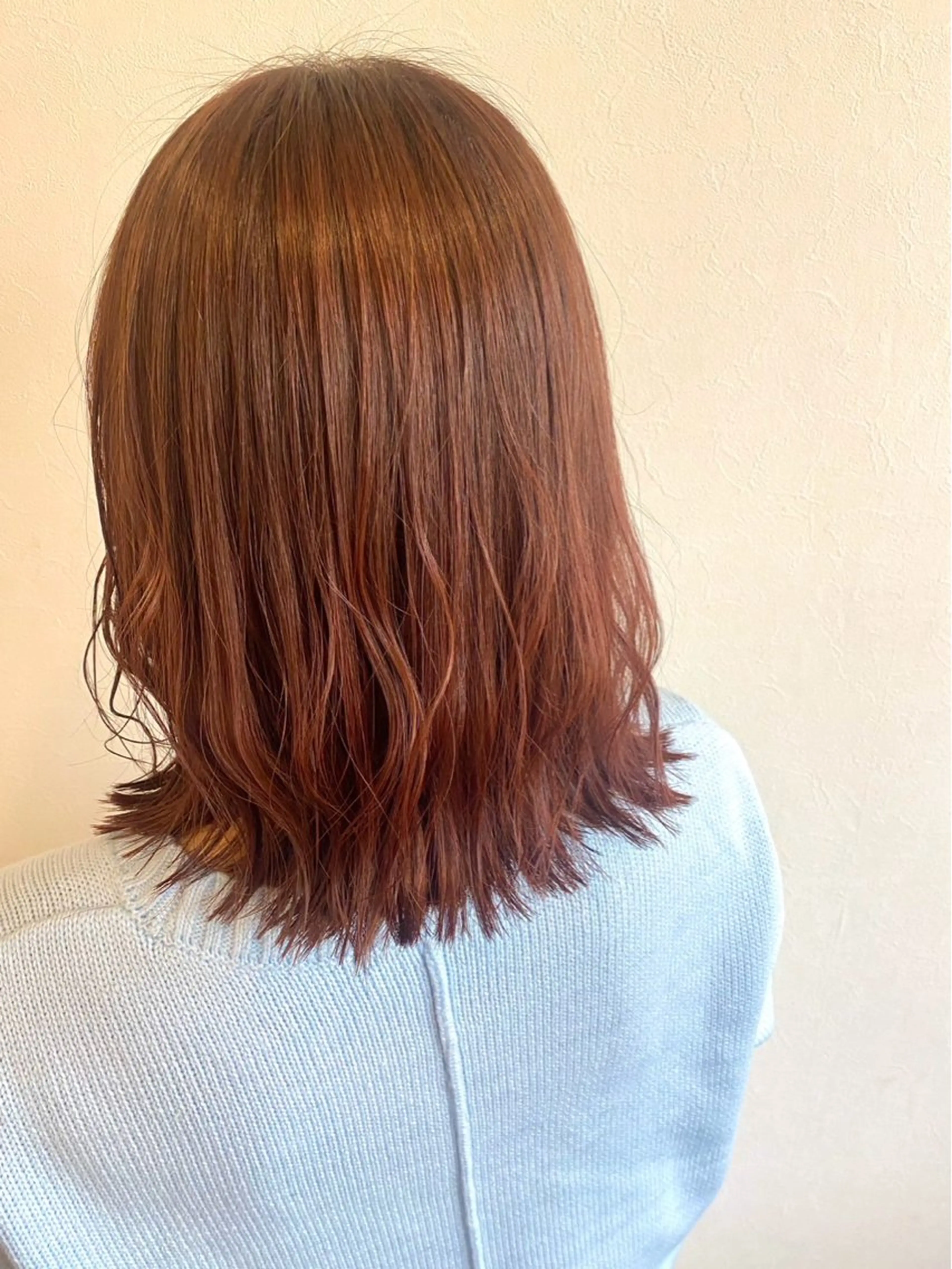 ミディアム オレンジブラウン ヘアカラー 金井 海月のヘアスタイル