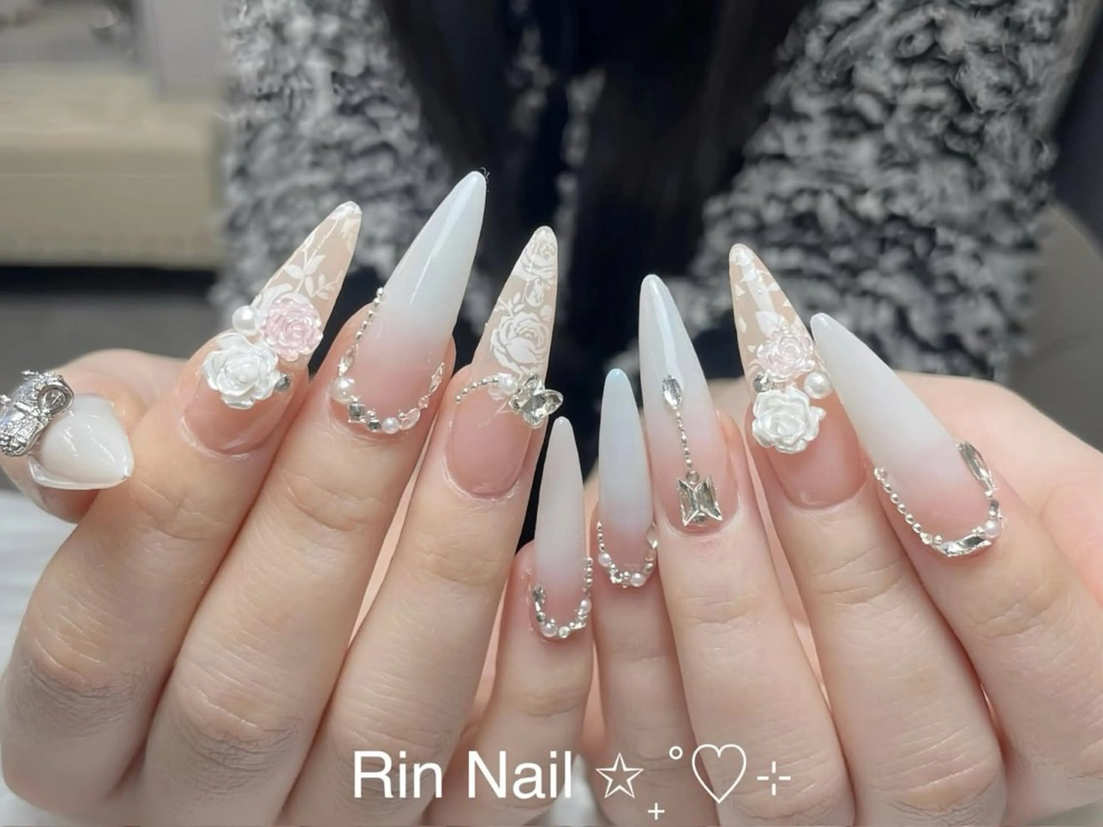 ネイル アートネイル チークネイル ジェルネイル ロングネイル マグネットネイル ハンドネイル Rin Nail 新大久保店のネイルデザイン