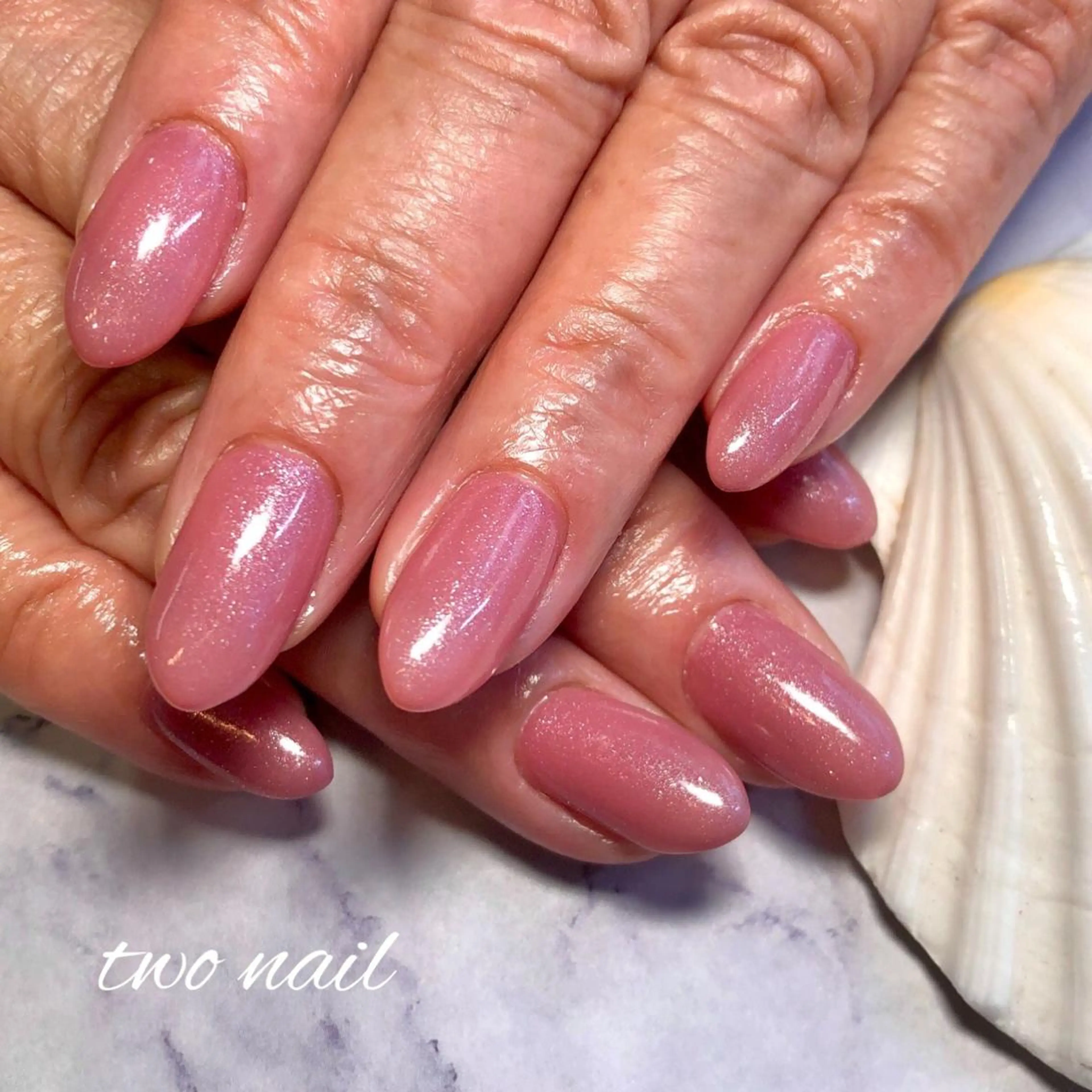 ネイル フットネイル ハート ワンカラーネイル ピンク ハンドネイル two nailのネイルデザイン