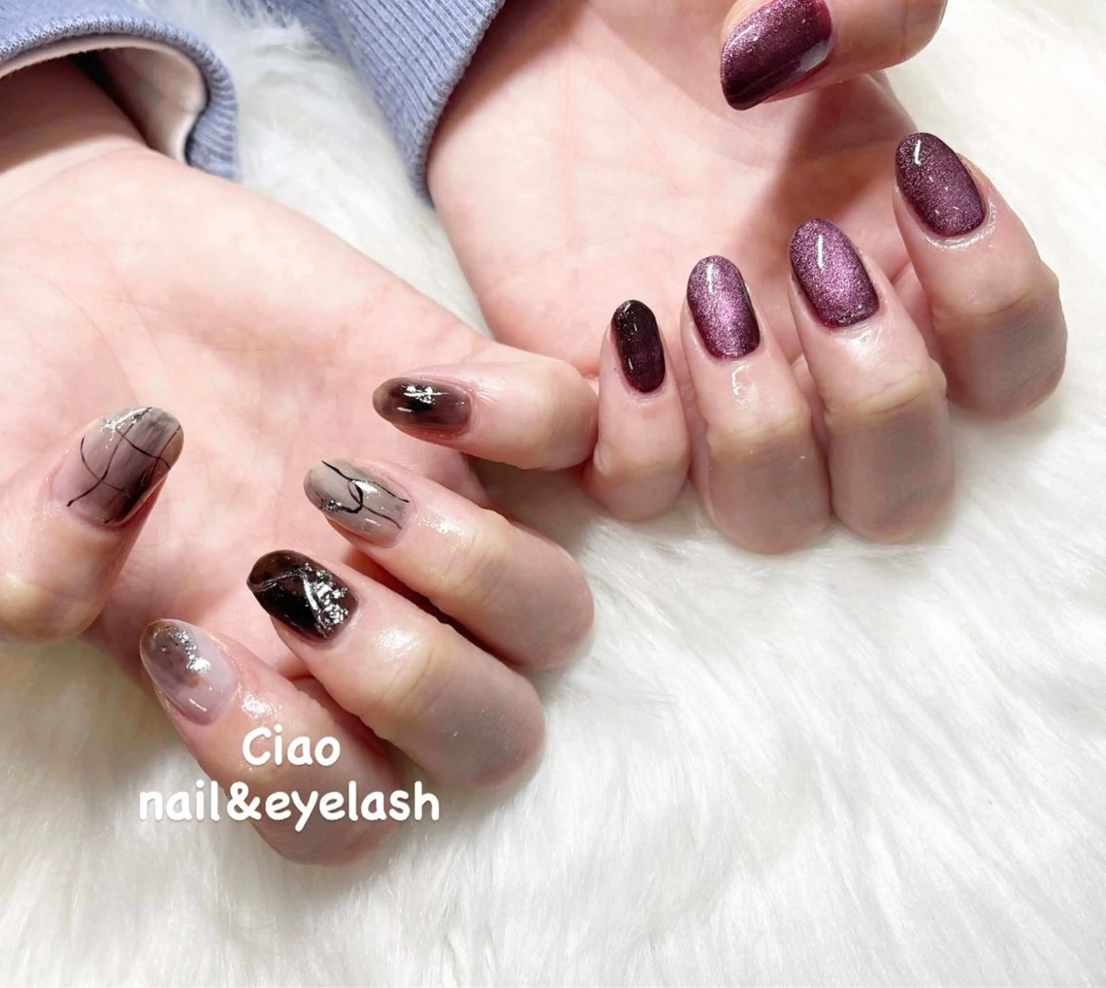 ネイル アートネイル ジェルネイル マグネットネイル ニュアンスネイル シンプルネイル #Amin nail salonのネイルデザイン