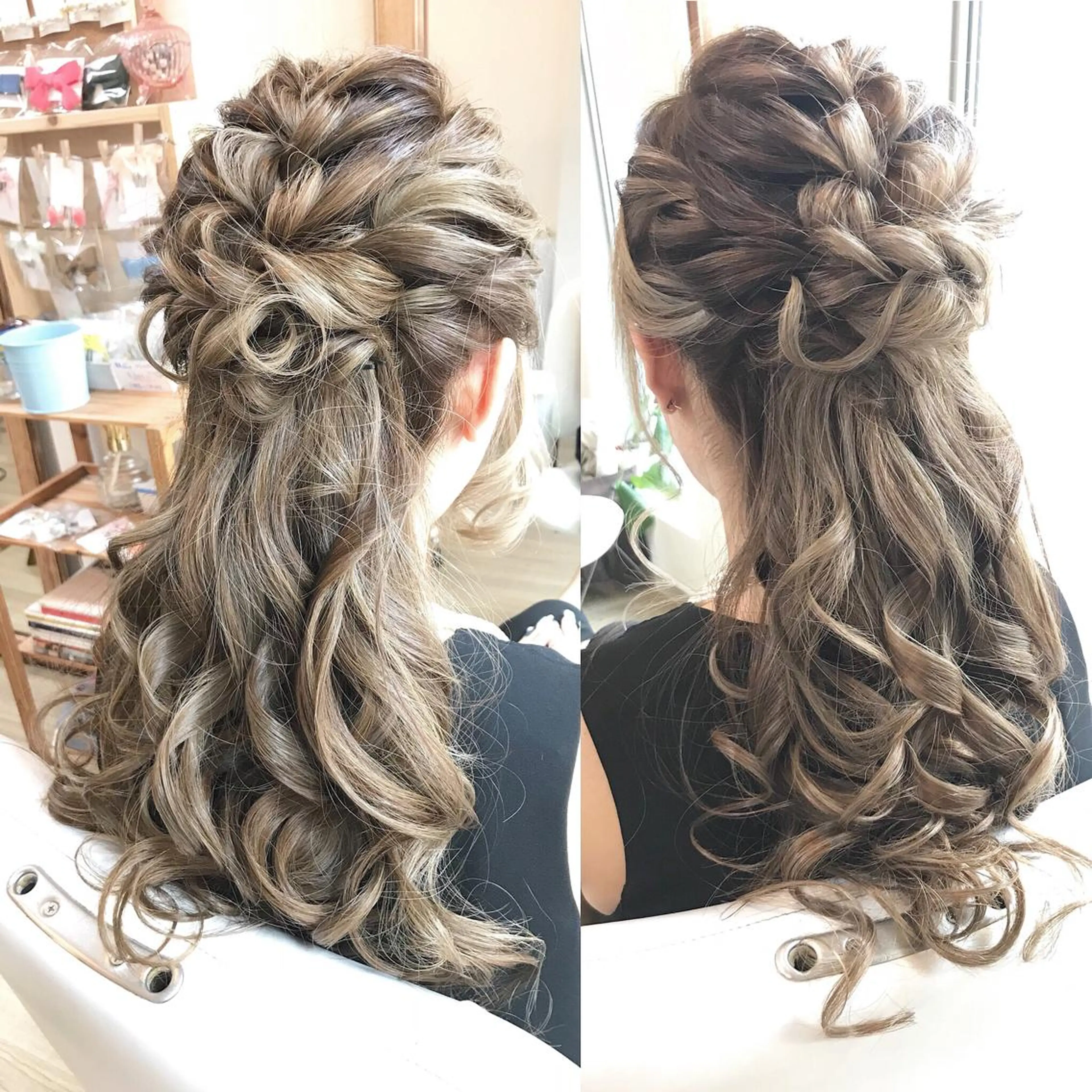セミロング ヘアアレンジ ハーフアップ ヘアセット 早朝✨ヘアセット 着付け/清水玲歌のヘアスタイル