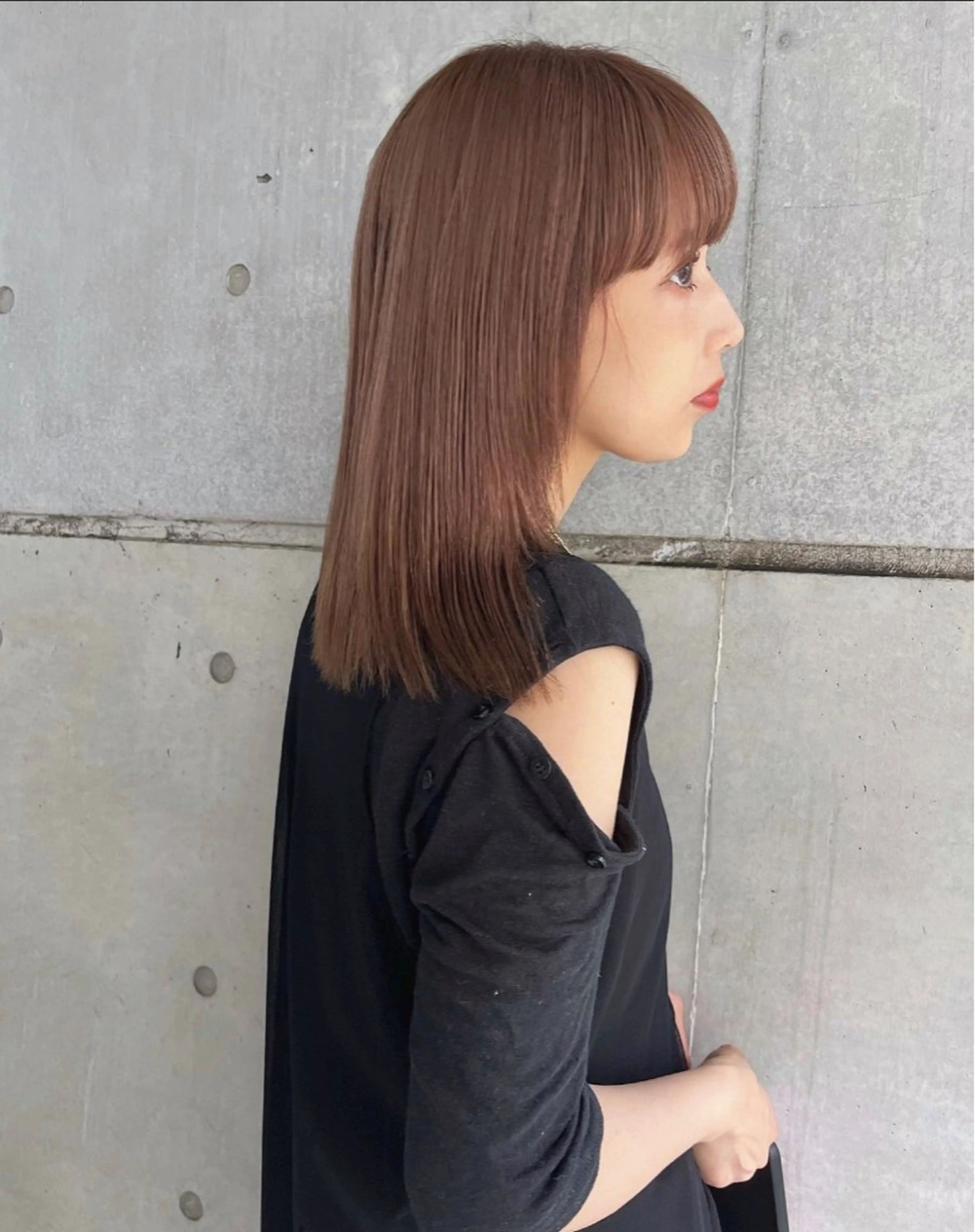 セミロング カラー ベージュカラー ピンクカラー ピンクベージュ カット ヘアカラー 暖色カラー/ピンク カラー/HARUKAのヘアスタイル