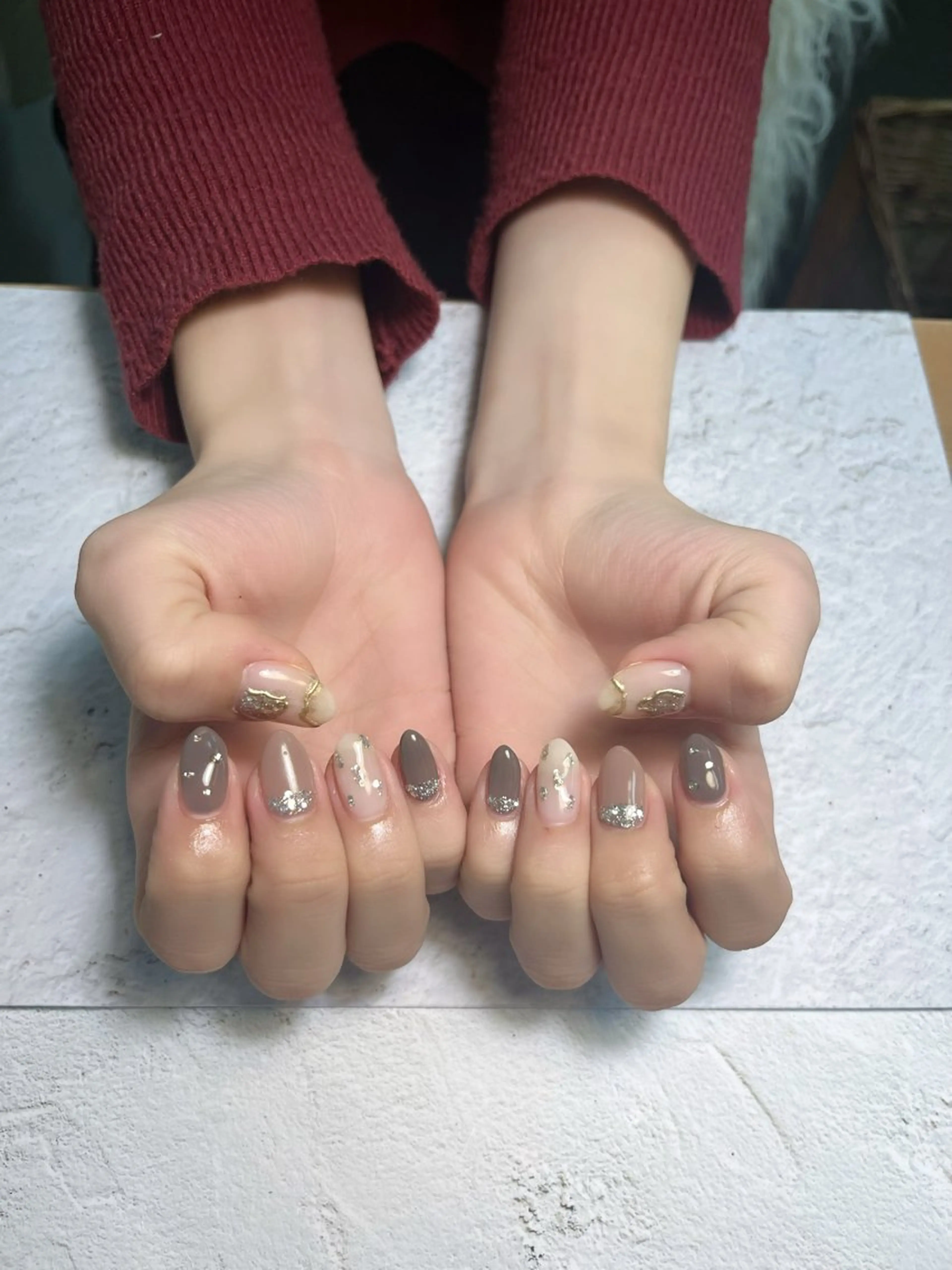 ネイル アートネイル ワンカラーネイル 冬ネイル ハンドネイル 🩵atelier- 01 優奈🩵のネイルデザイン