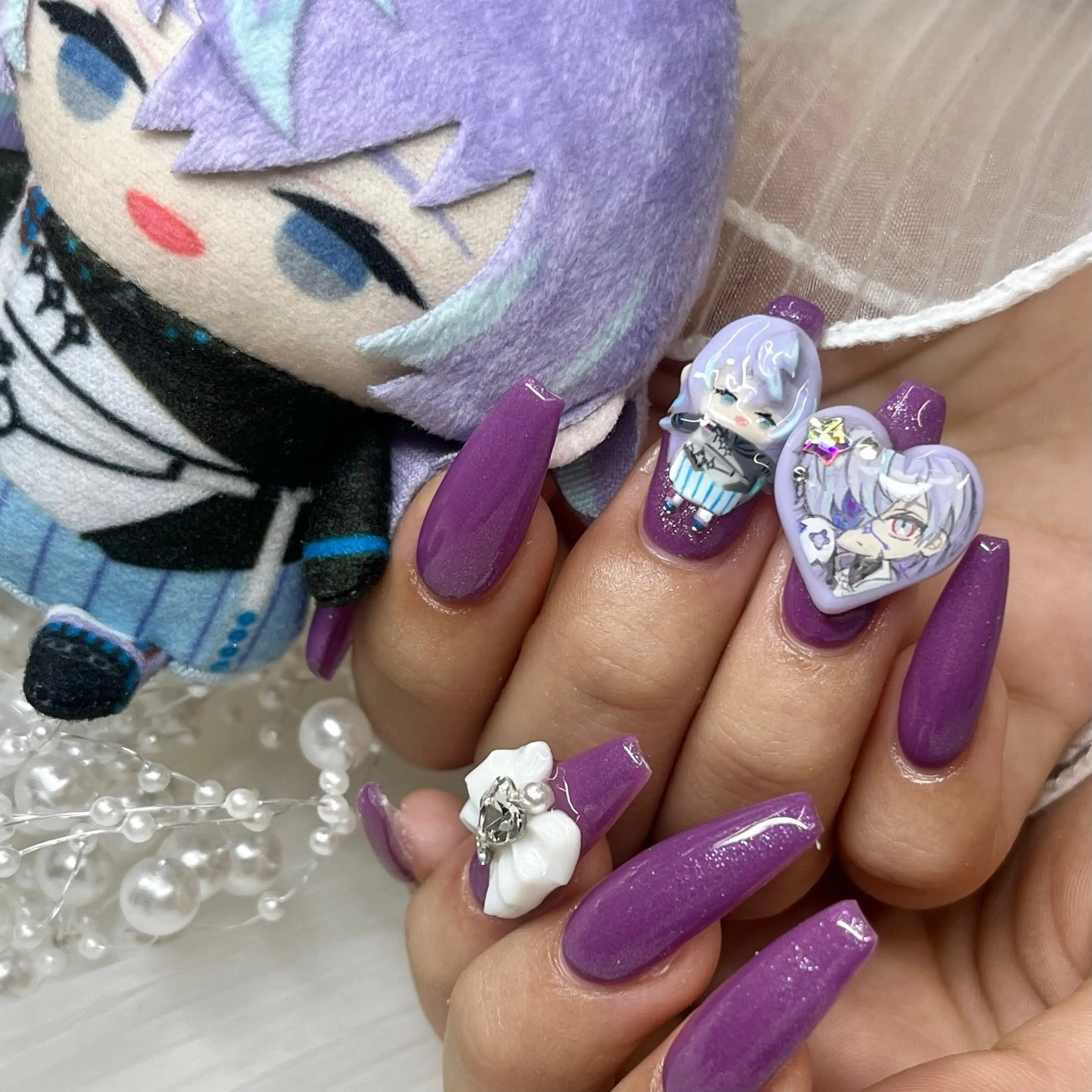 ネイル ハート リボン ハンドネイル 池袋痛ネイル Nok. 渡辺のネイルデザイン