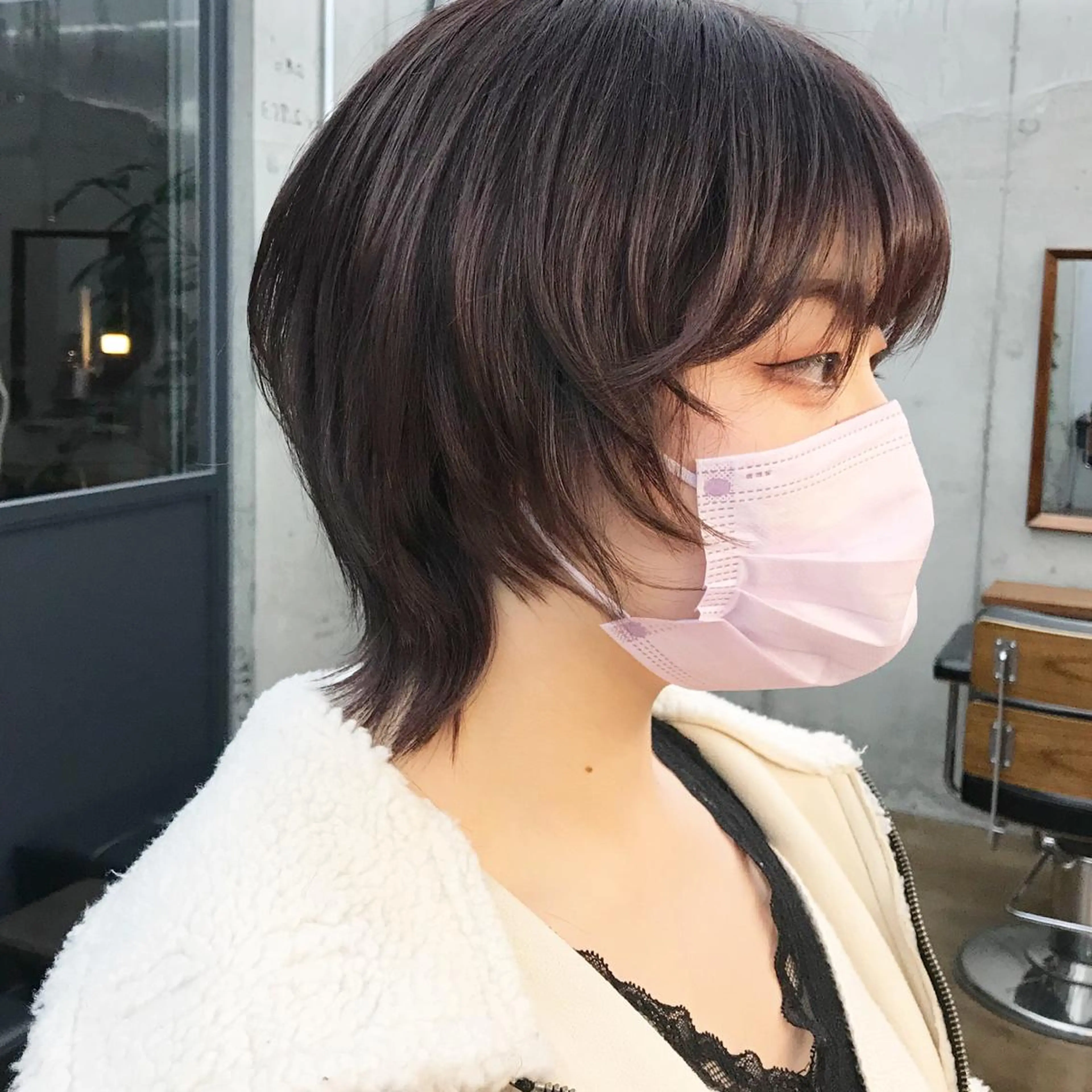 ショート カラー カシス イルミナカラー ショートヘア ウルフカット カット ヘアカラー トリートメント ✂︎ウルフ・ショート ✂︎MIKUNIのヘアスタイル