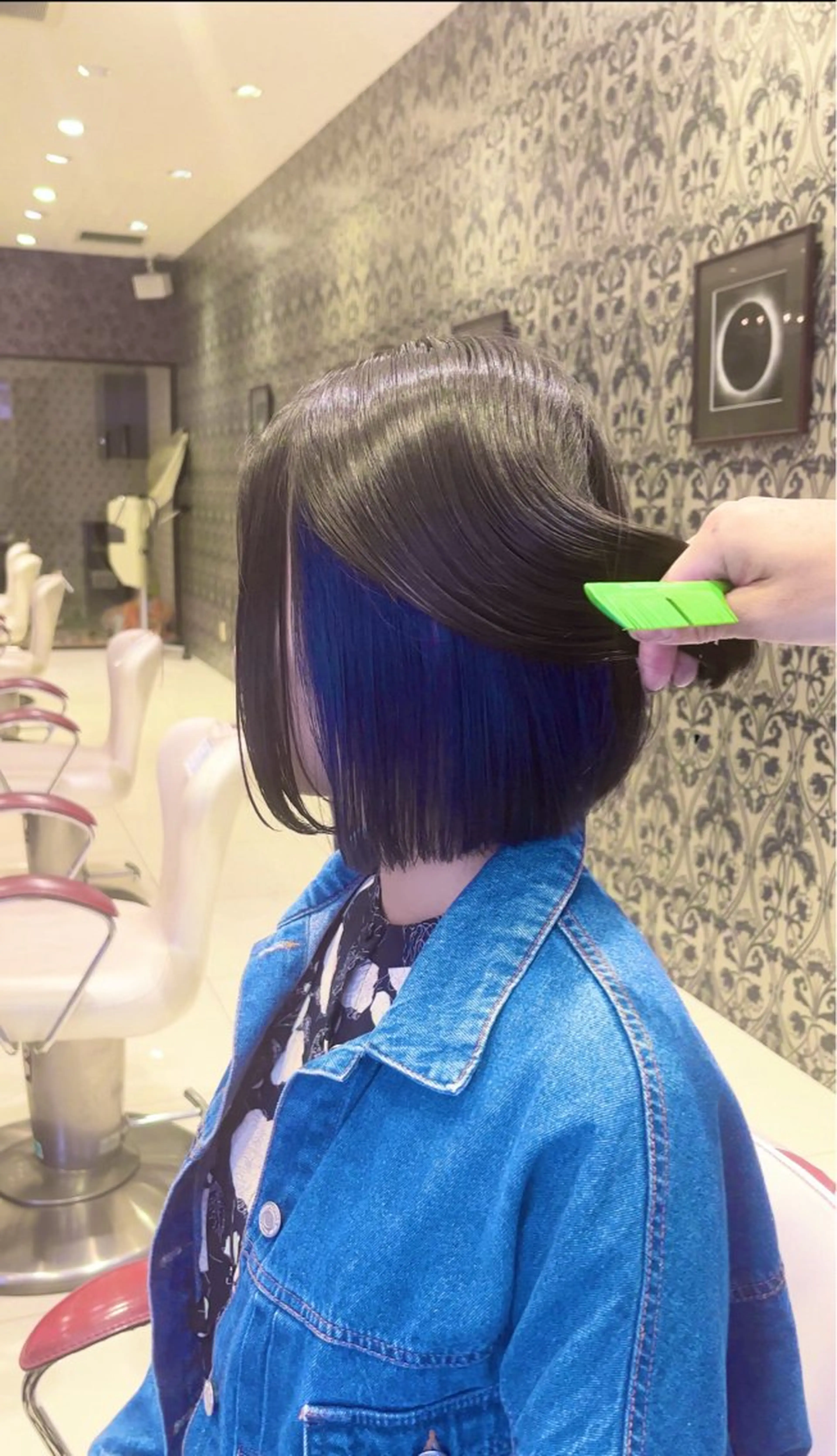 ショート カラー 黒髪 ブリーチ ブルーカラー ブルーブラック 縮毛/髪質改善 上野颯太のヘアスタイル