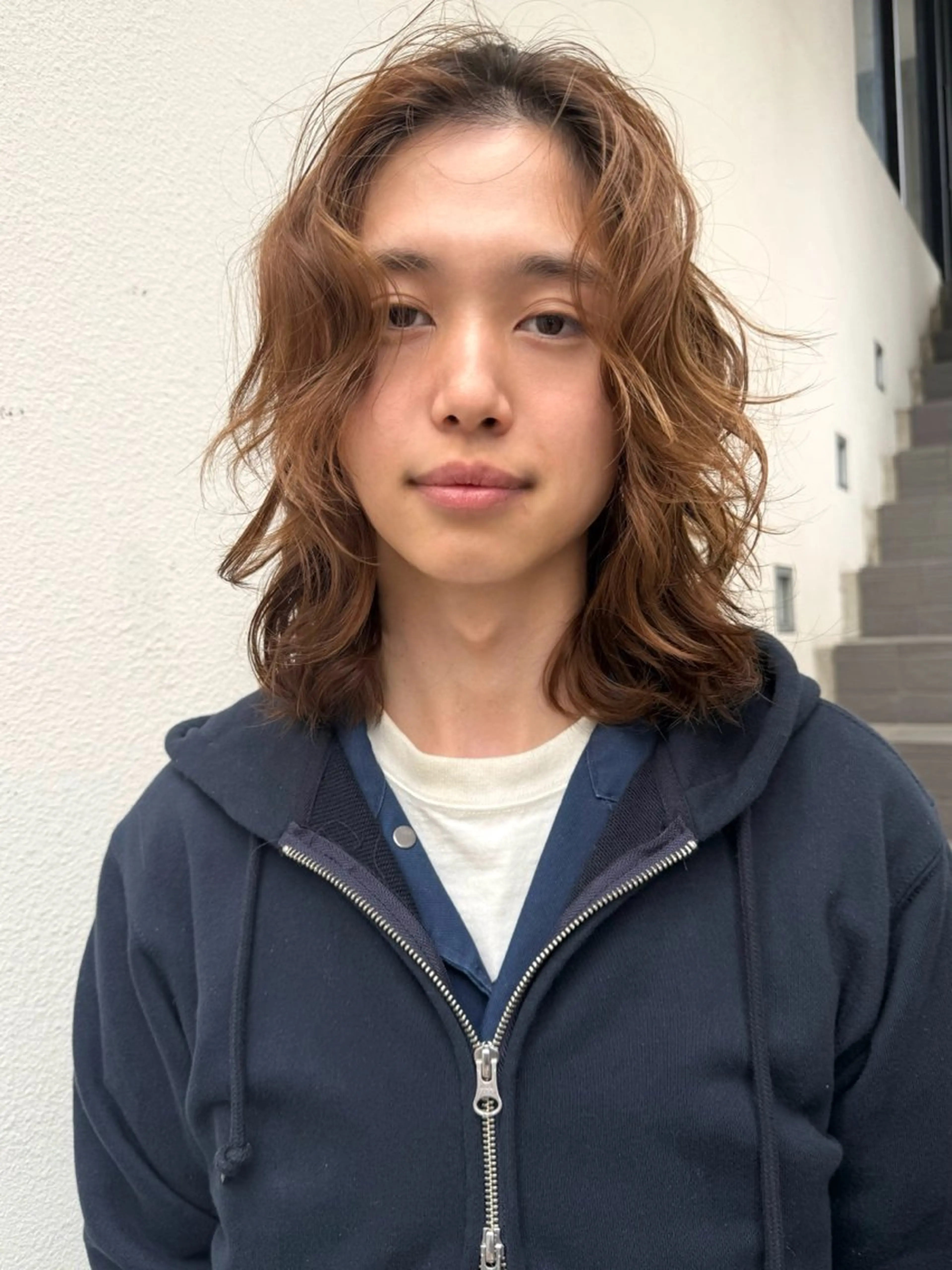 セミロング パーマ メンズ メンズパーマ セミロングパーマ ニュアンスパーマ カット パーマ トリートメント 森貴裕/ベージュ/ パーマ/オリーブのヘアスタイル