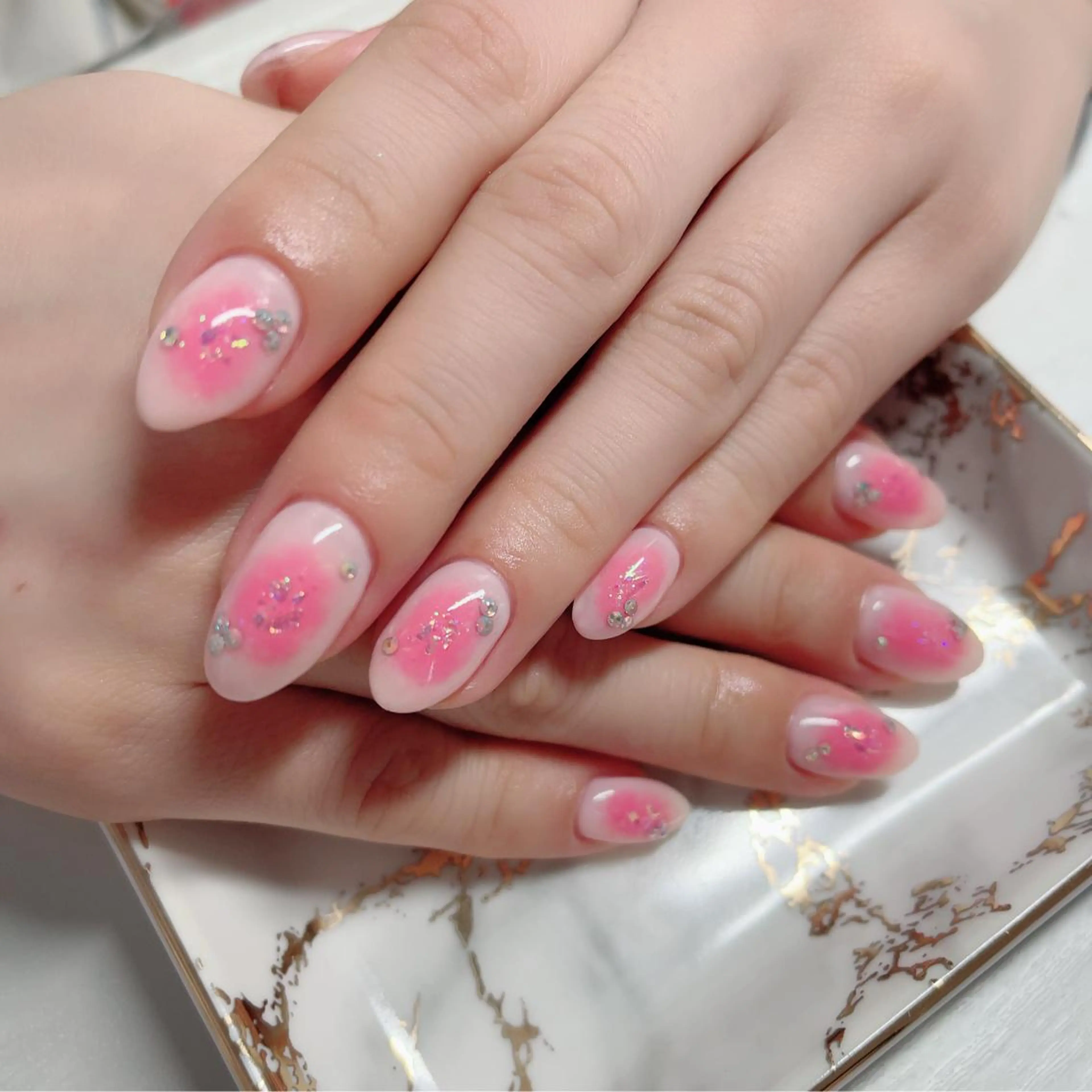 ネイル チークネイル ピンク Baby Nailのネイルデザイン