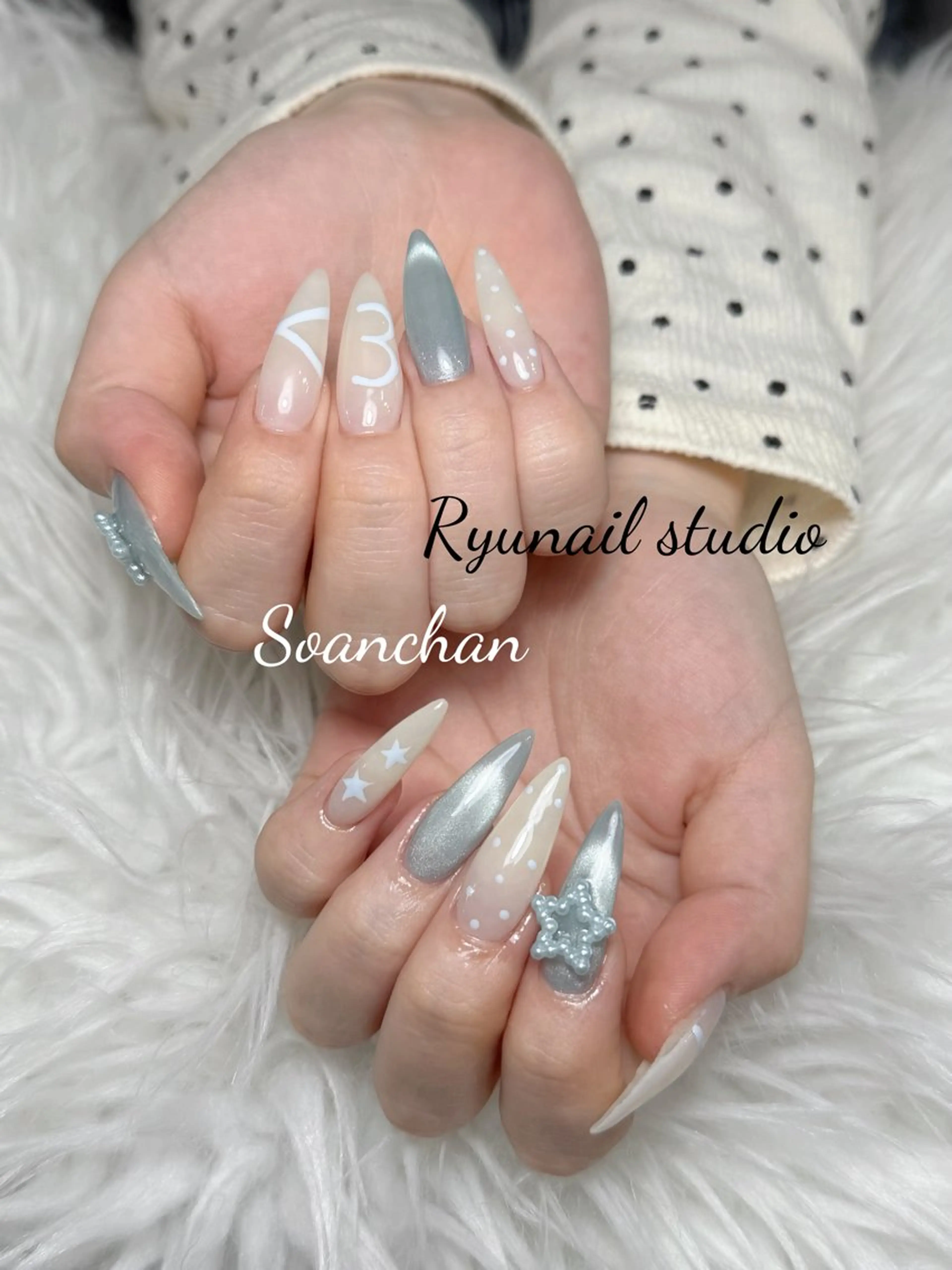 ネイル アートネイル ジェルネイル マグネットネイル ニュアンスネイル シンプルネイル ハンドネイル Ryu Nail NekoChanのネイルデザイン