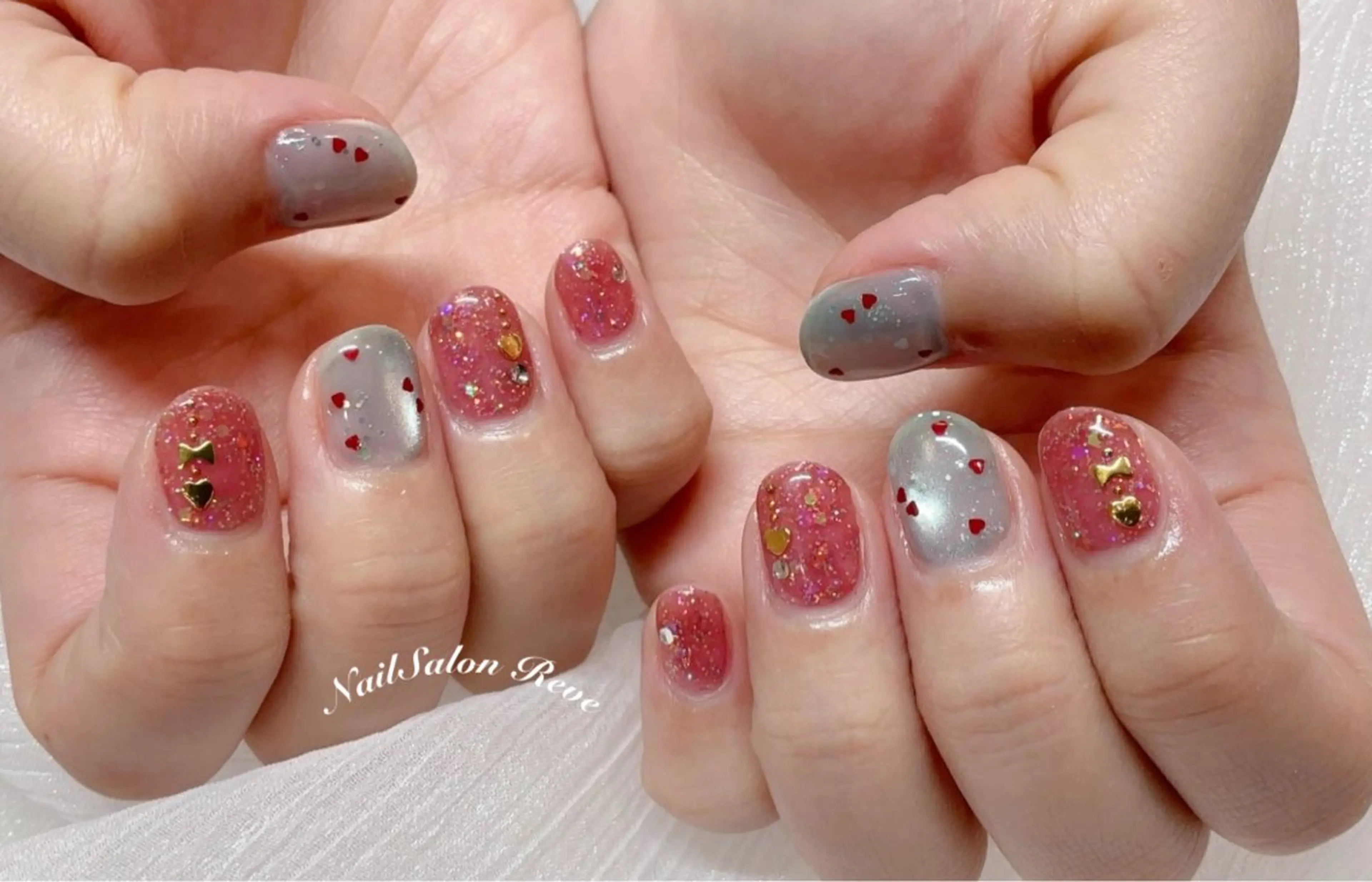 ネイル ハート バレンタイン ハンドネイル NailSalon Reveのネイルデザイン