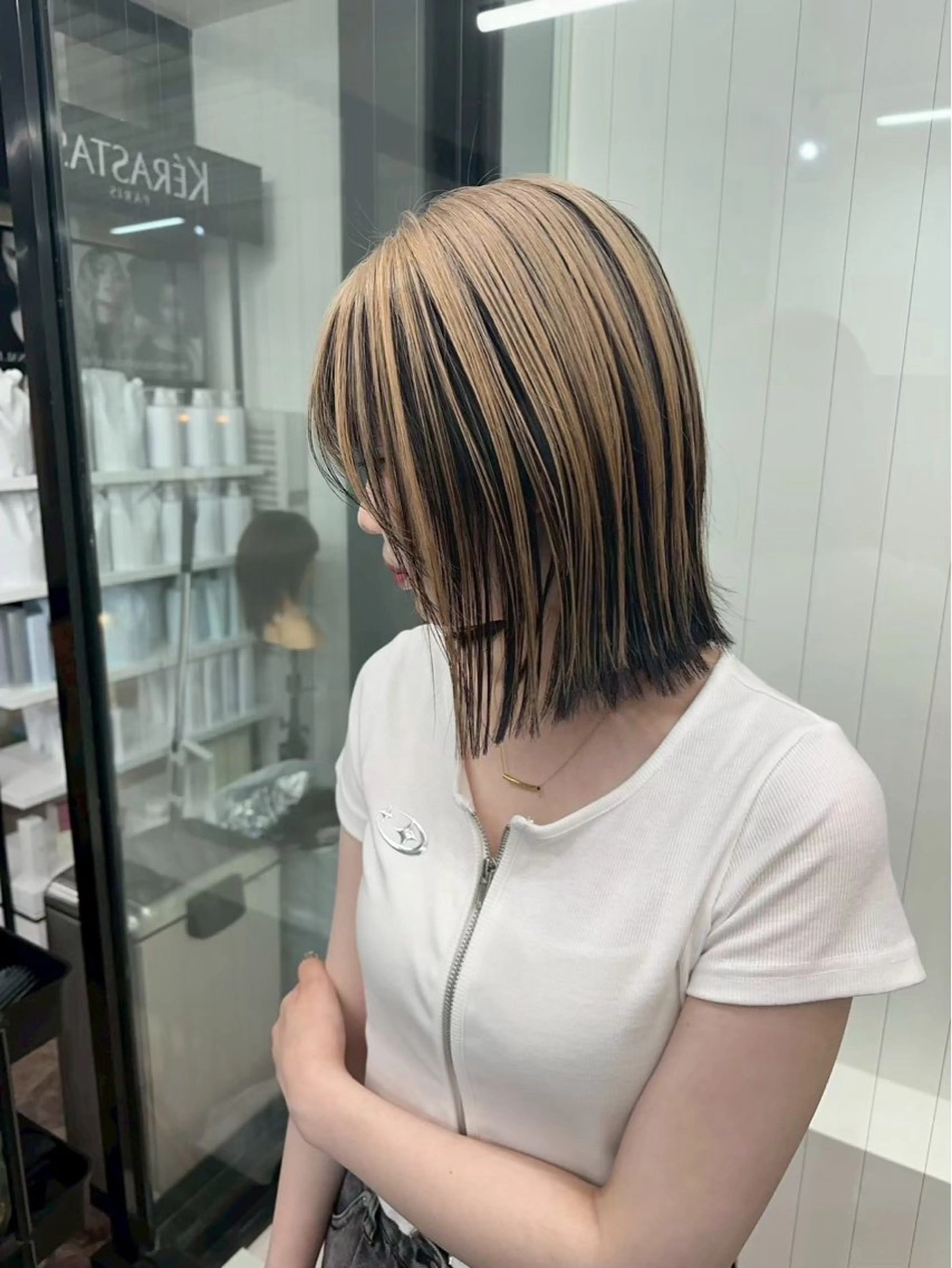 ミディアム カラー ミディアムパーマ バレイヤージュ ミストバング ブリーチ 透明感カラー 🫧La Mimi YUI🫧のヘアスタイル