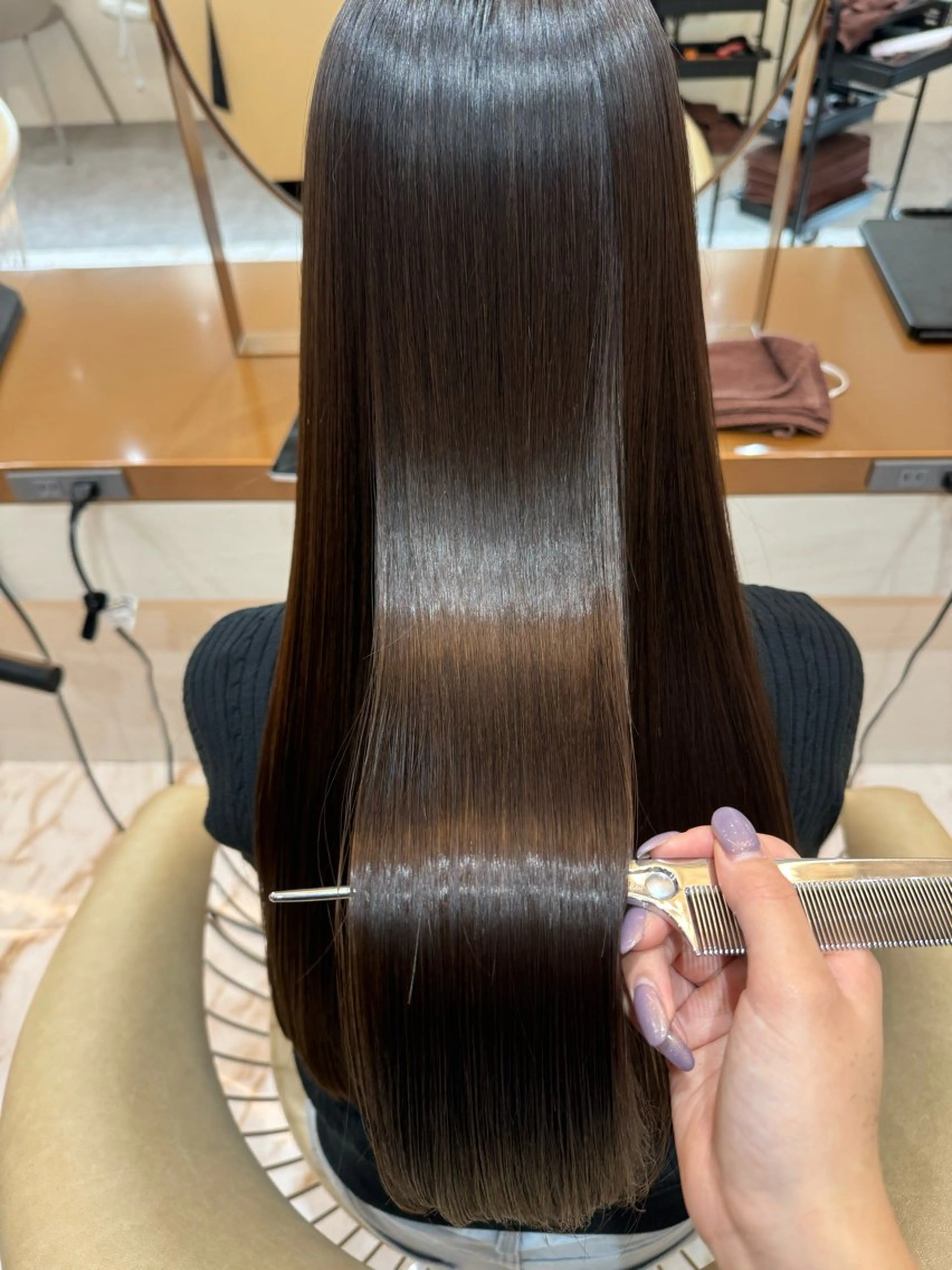 ロング カラー カット 縮毛矯正 トリートメント ʚザクザクレイヤー× 艶透明感/にしじまɞのヘアスタイル