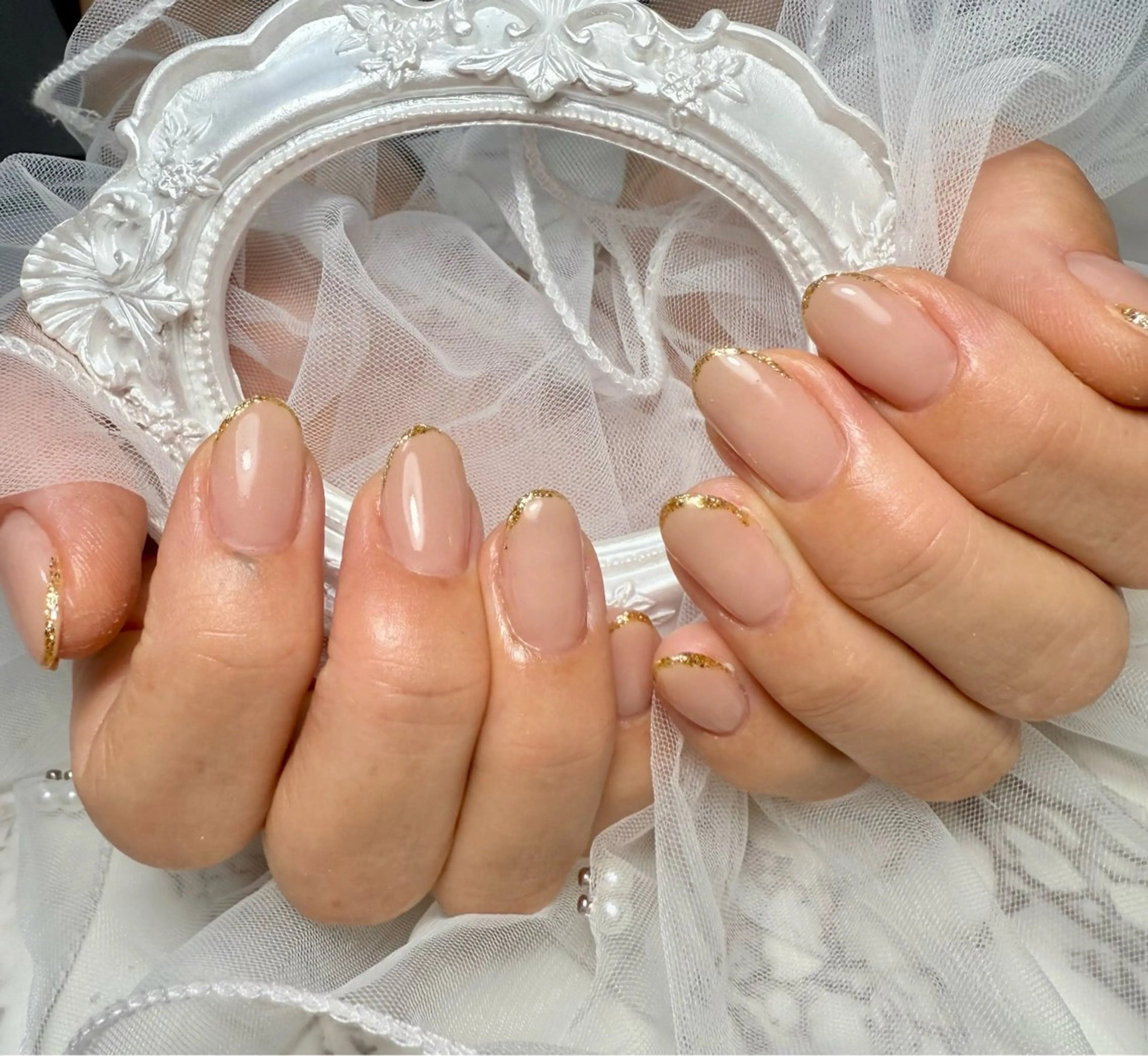 ネイル アートネイル フレンチネイル ガラスフレンチ 氷ネイル・うるうるネイル キラキラネイル Mai’s nailのネイルデザイン