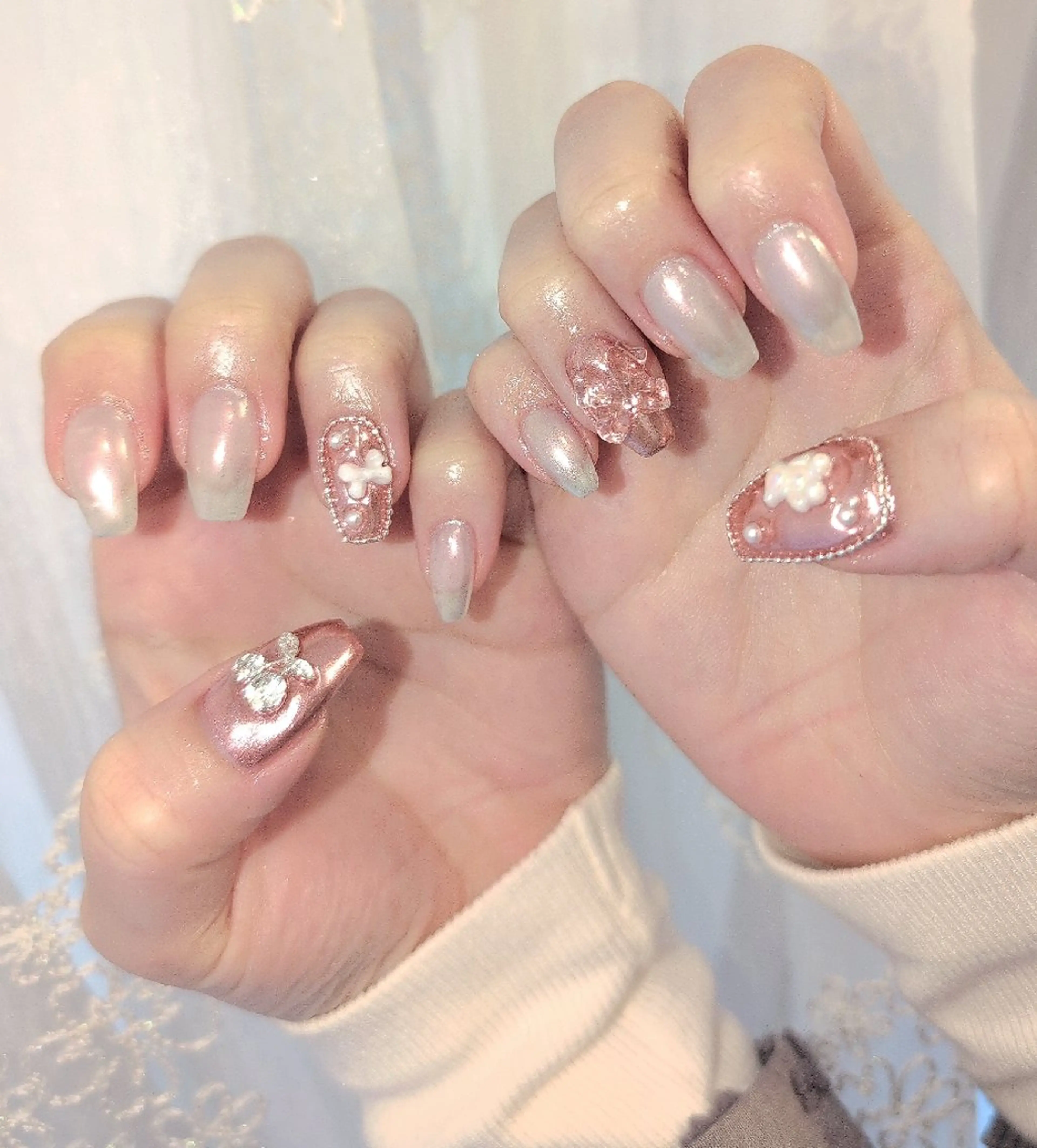 ネイル 長さ出し ジェルネイル 韓国ネイル マグネットネイル ニュアンスネイル I LOVE ME NAIL.｡.:*♡のネイルデザイン
