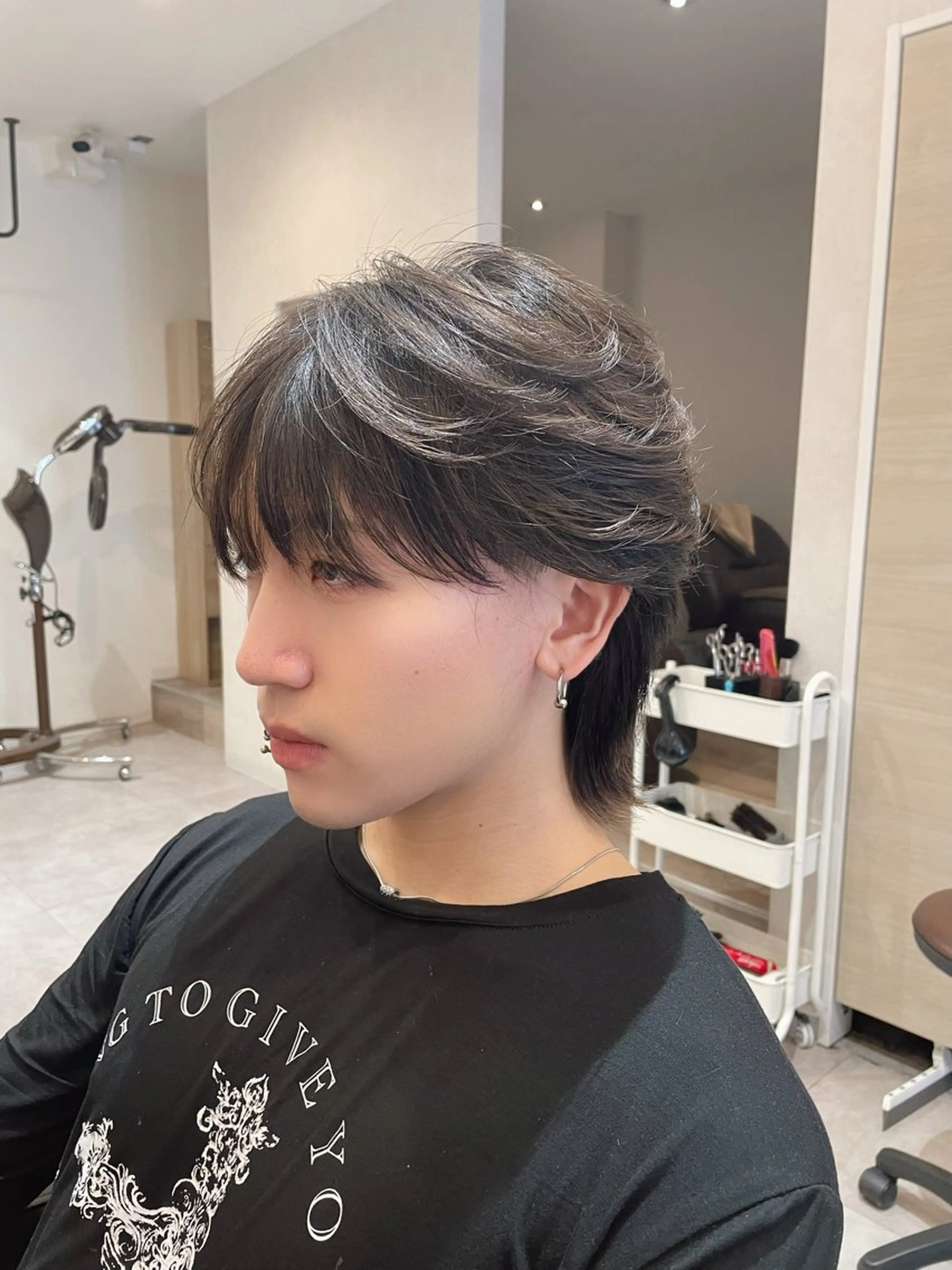 メンズ マッシュ シースルーマッシュ メンズウルフカット ウルフカット マサキ/メンズカット カラー/モデル募集中のヘアスタイル