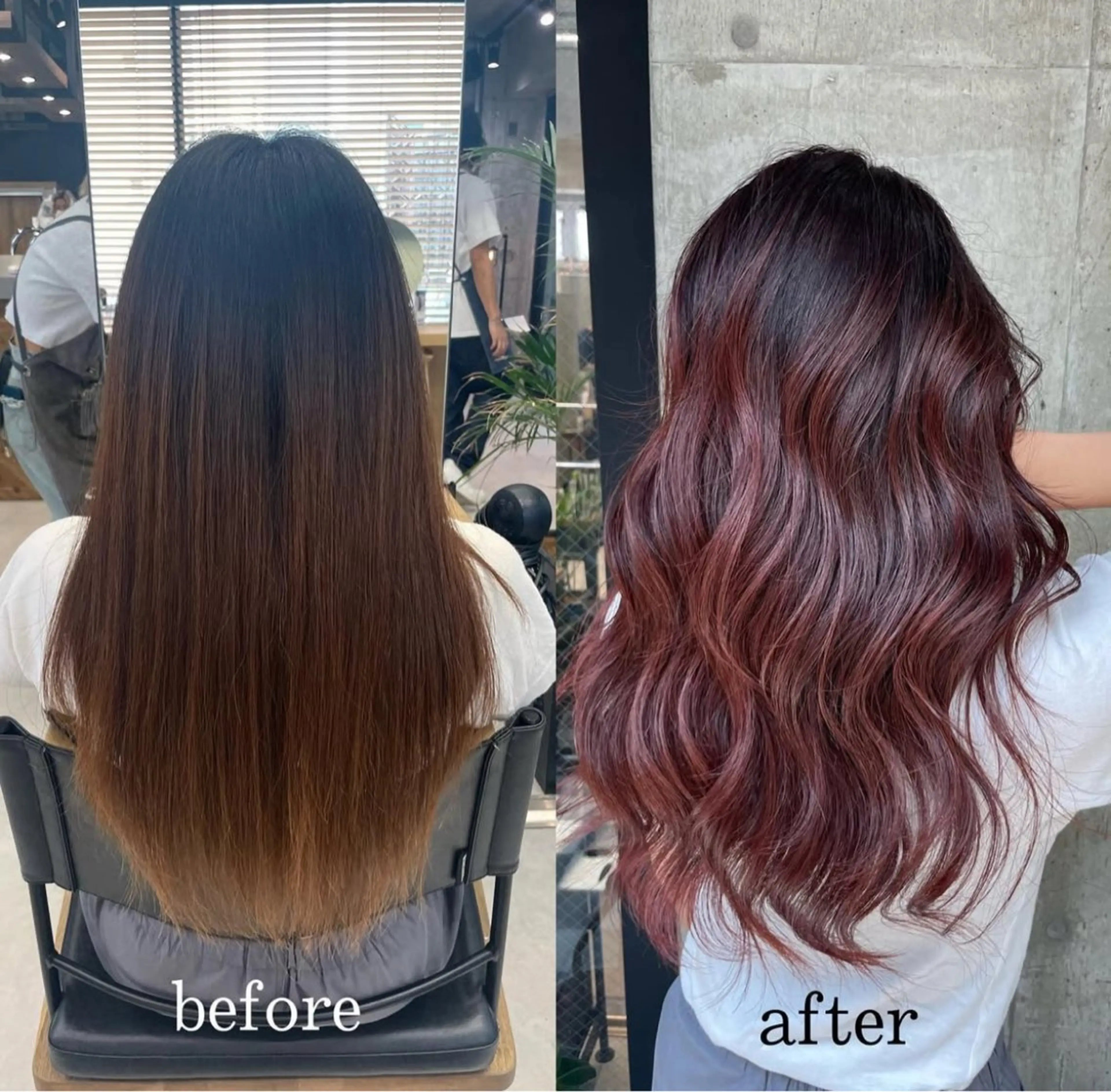 ロング カラー ブリーチ レッドカラー ヘアカラー トリートメント ♡ハイライトカラー shinri♡のヘアスタイル