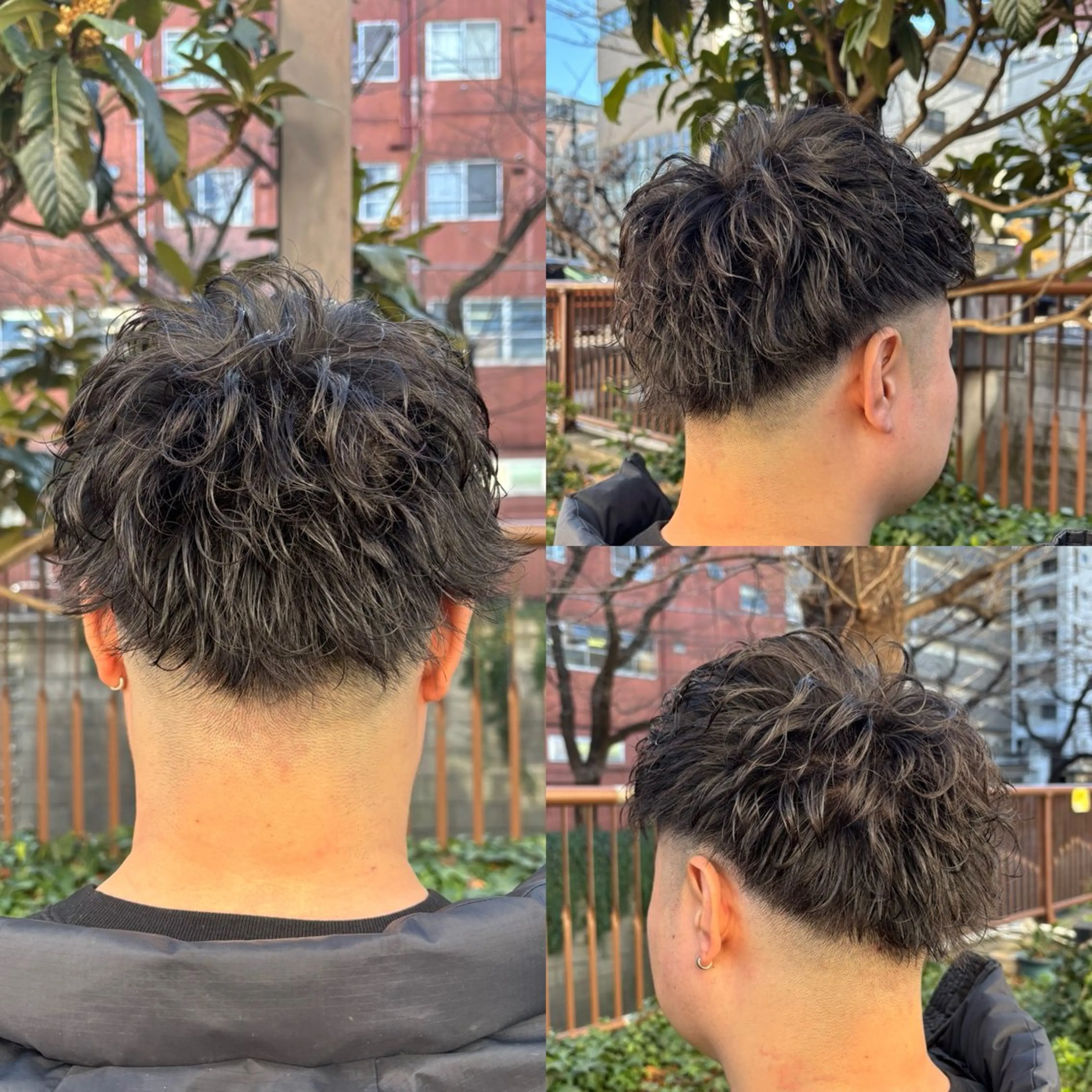 ショート パーマ メンズ フェードカット メンズパーマ 看板犬がお出迎え◎ 初めてでも安心◎のヘアスタイル