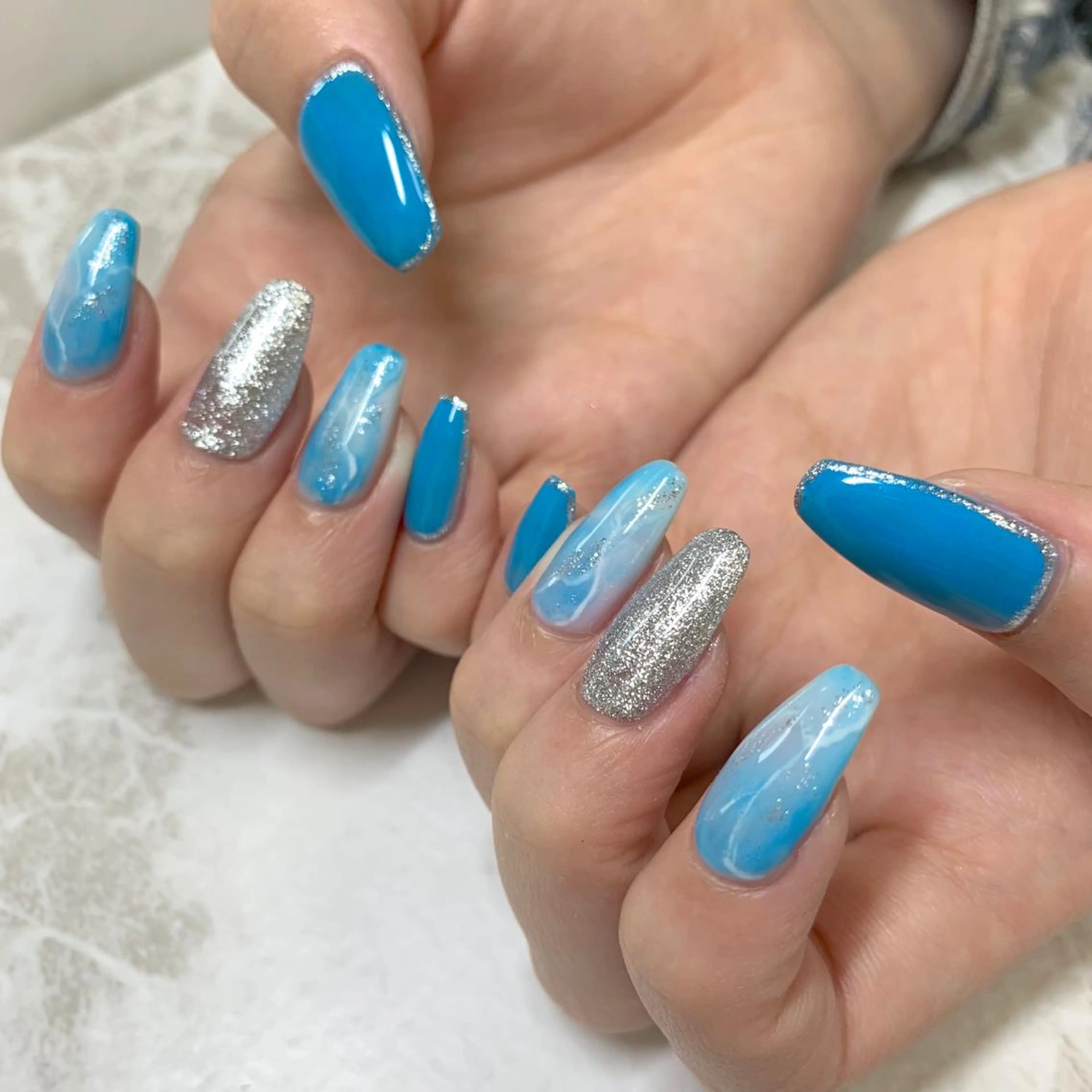 ネイル ブルー 大理石ネイル(マーブル) LULU LIMAのネイルデザイン