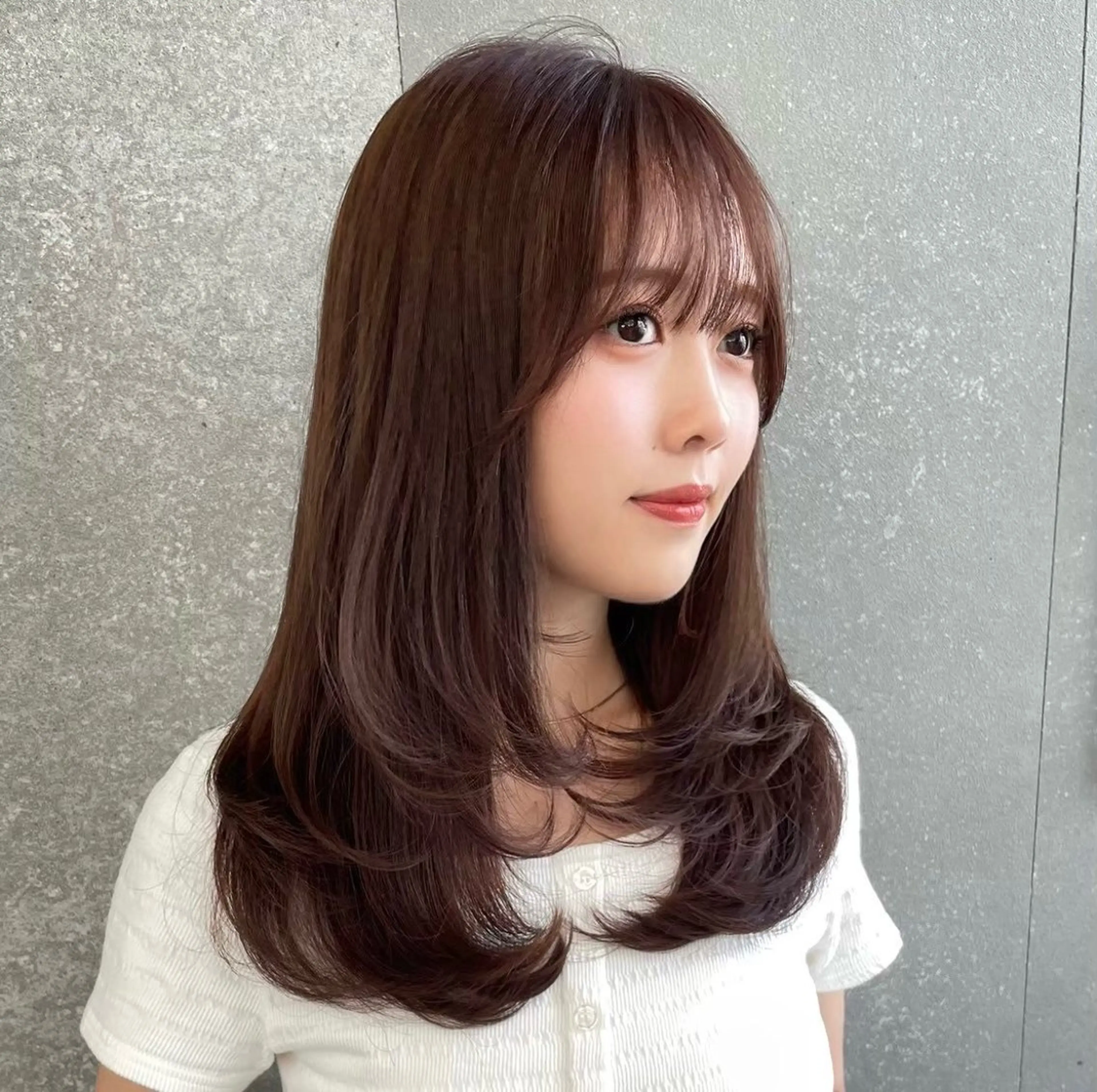 ロング くびれヘア 顔まわりレイヤー ヨシンモリ 韓国風ヘア レイヤーカット 🎀透明感カラー shizuka🎀のヘアスタイル