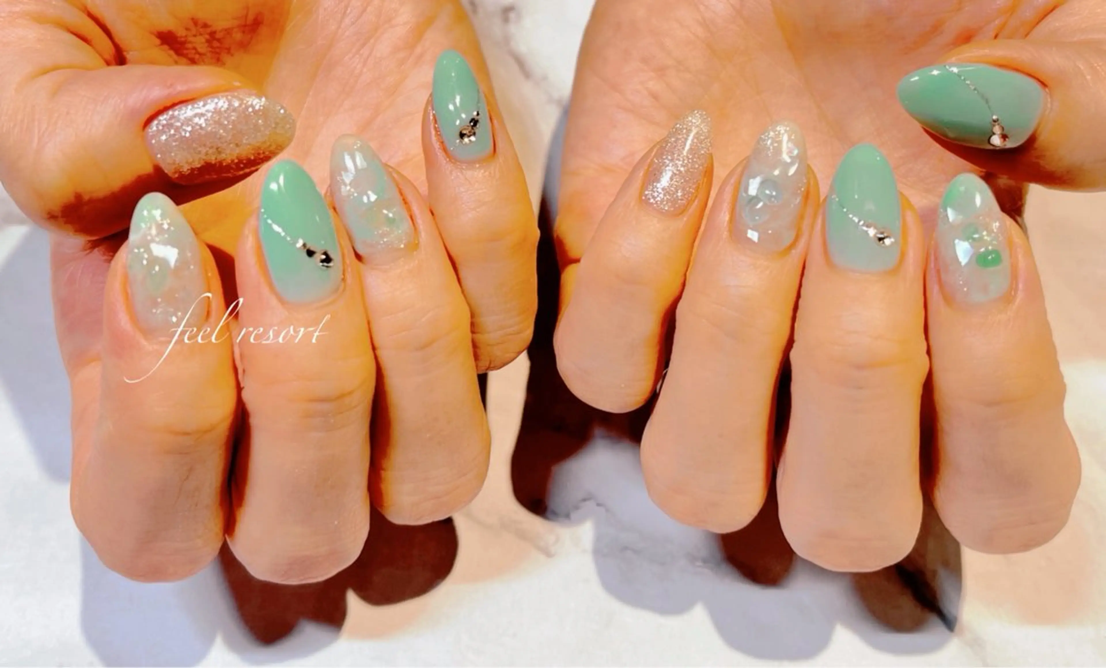 ネイル 長さ出し フットネイル フレンチネイル ジェルネイル ガラスフレンチ ハンドネイル Lien（リアン） 銀座駅6分のネイルデザイン