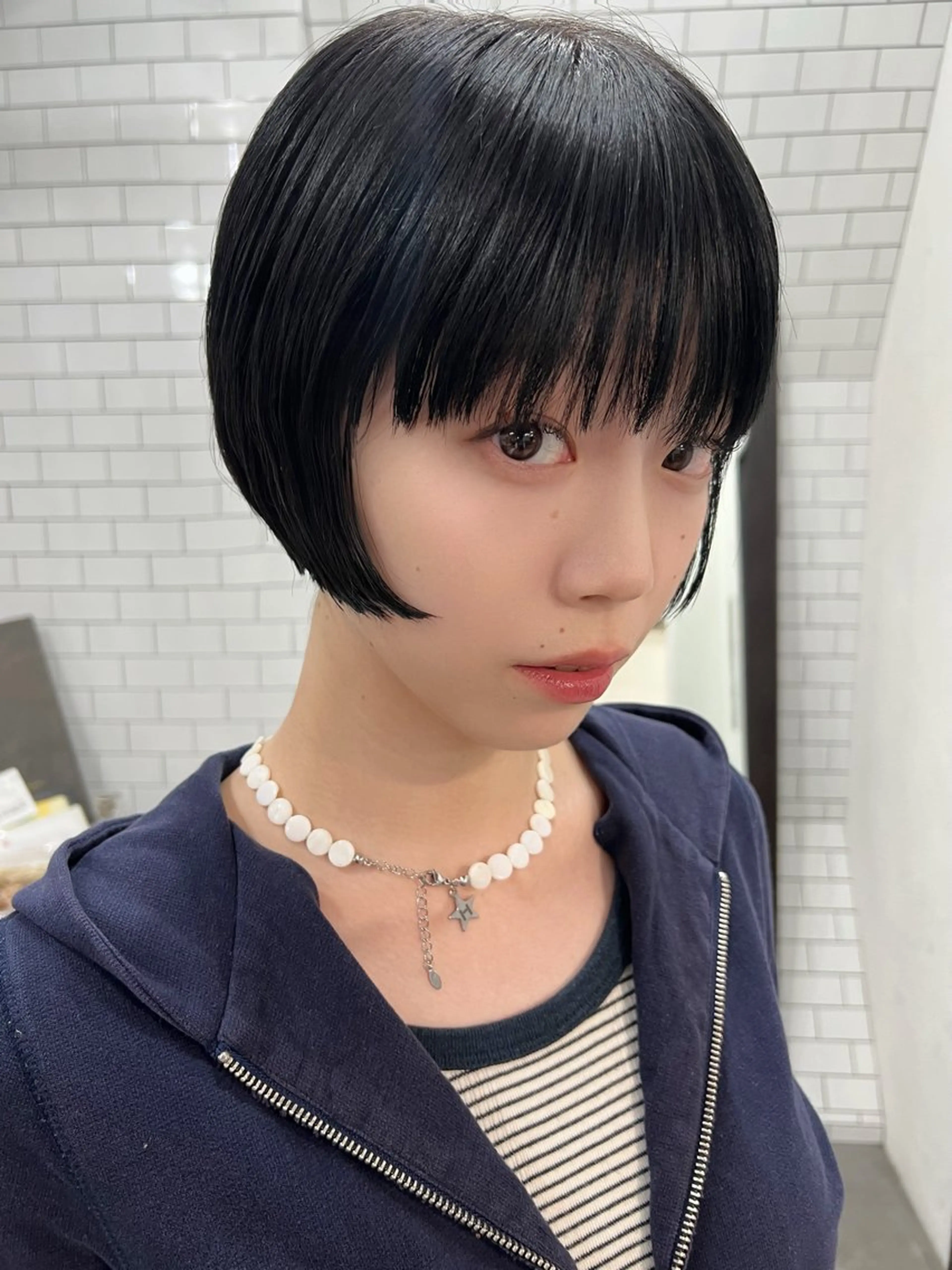 ショート カット ヘアカラー トリートメント 紙屋町ショート /ボブ　パーマ河内蓮のヘアスタイル