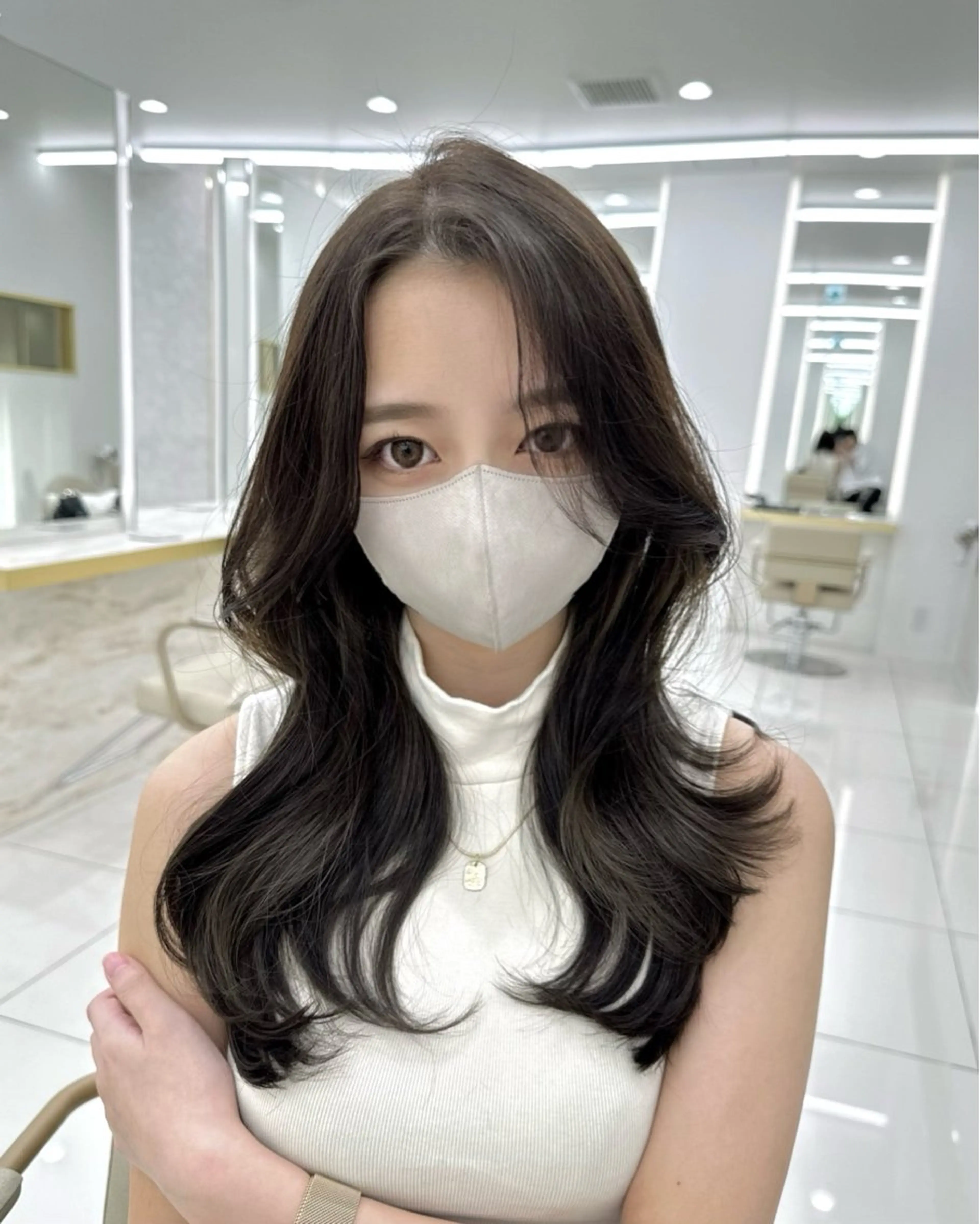 セミロング 韓国風ヘア レイヤーカット カット 似合わせ/レイヤー /顔まわり/池田歩樹のヘアスタイル