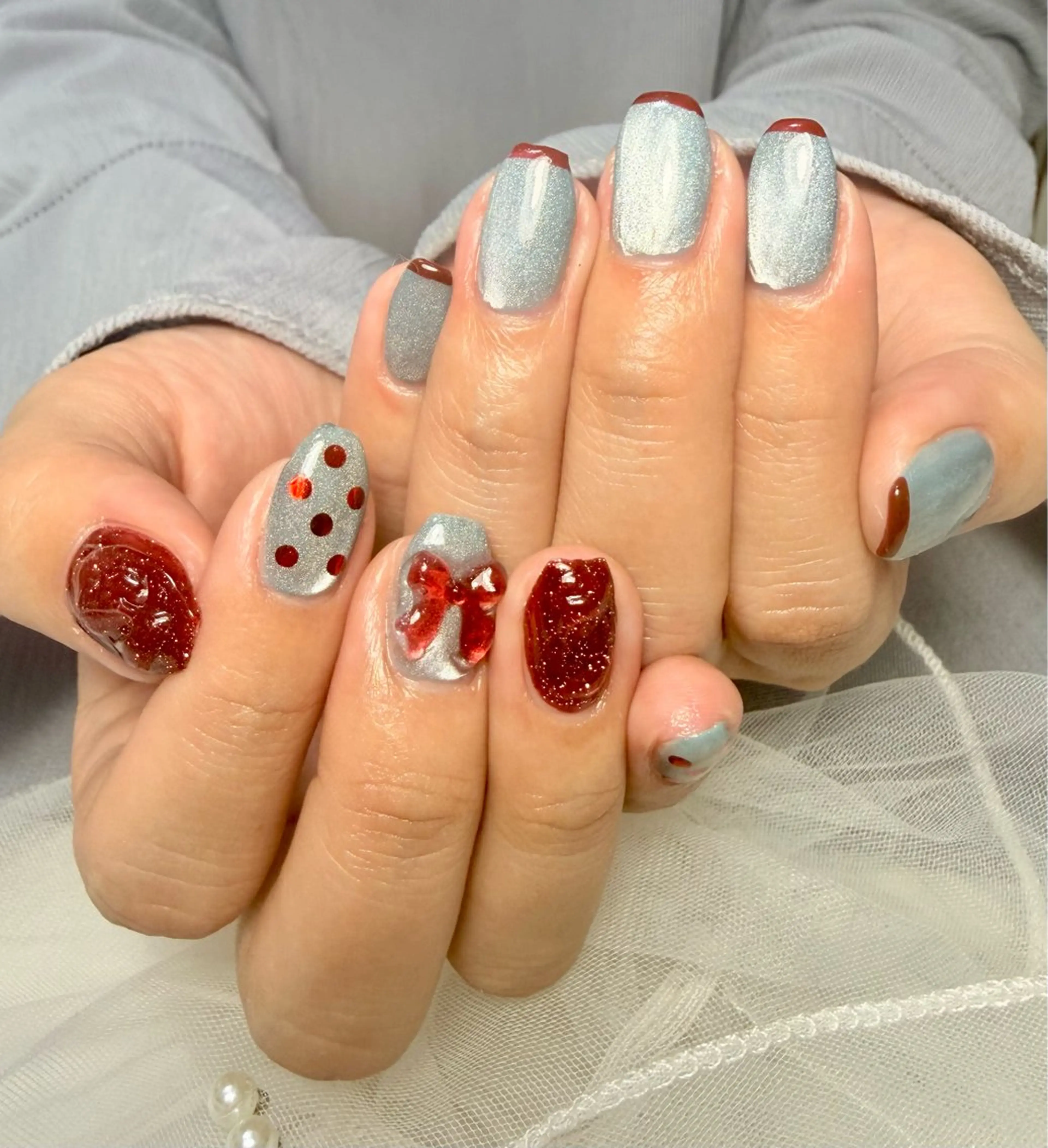 ネイル アートネイル チークネイル フラッシュネイル フラッシュマグ フレンチネイル M.N_ nailのネイルデザイン