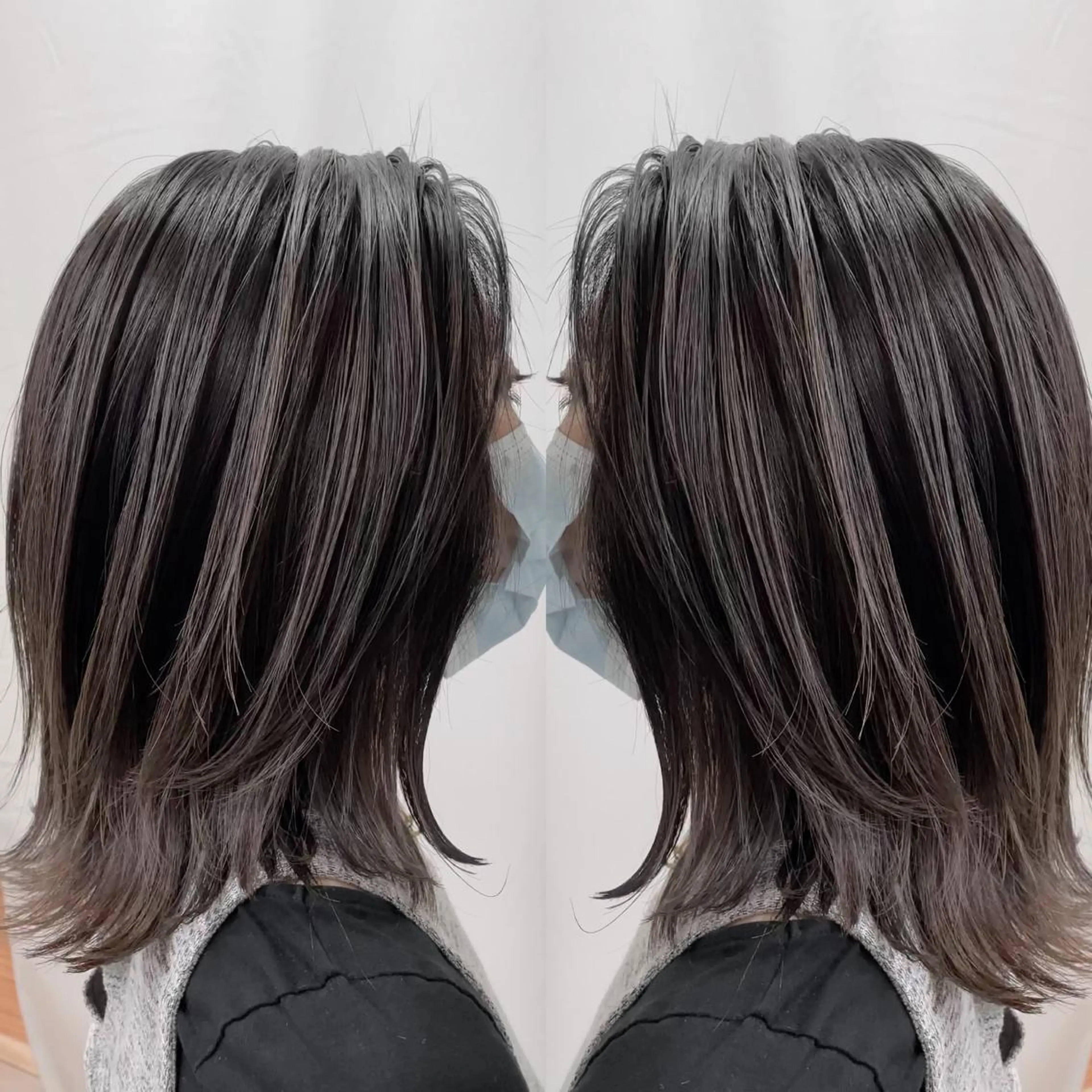 ミディアム カラー カット ヘアカラー トリートメント 縮毛/レイヤー 韓国/橋口のヘアスタイル