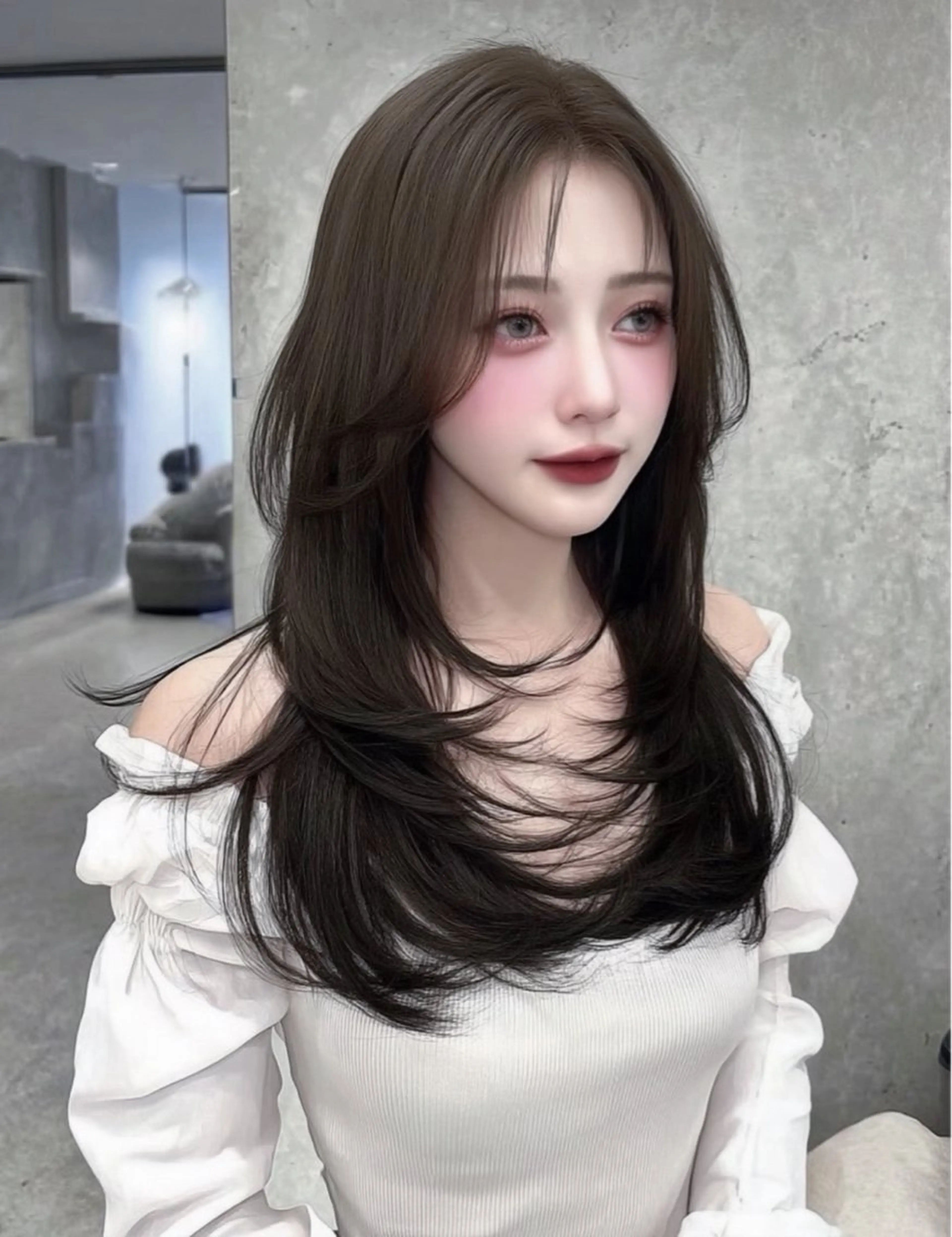 ロング カット ヘアカラー トリートメント mao🖤顔周り／ レイヤー／髪質改善のヘアスタイル