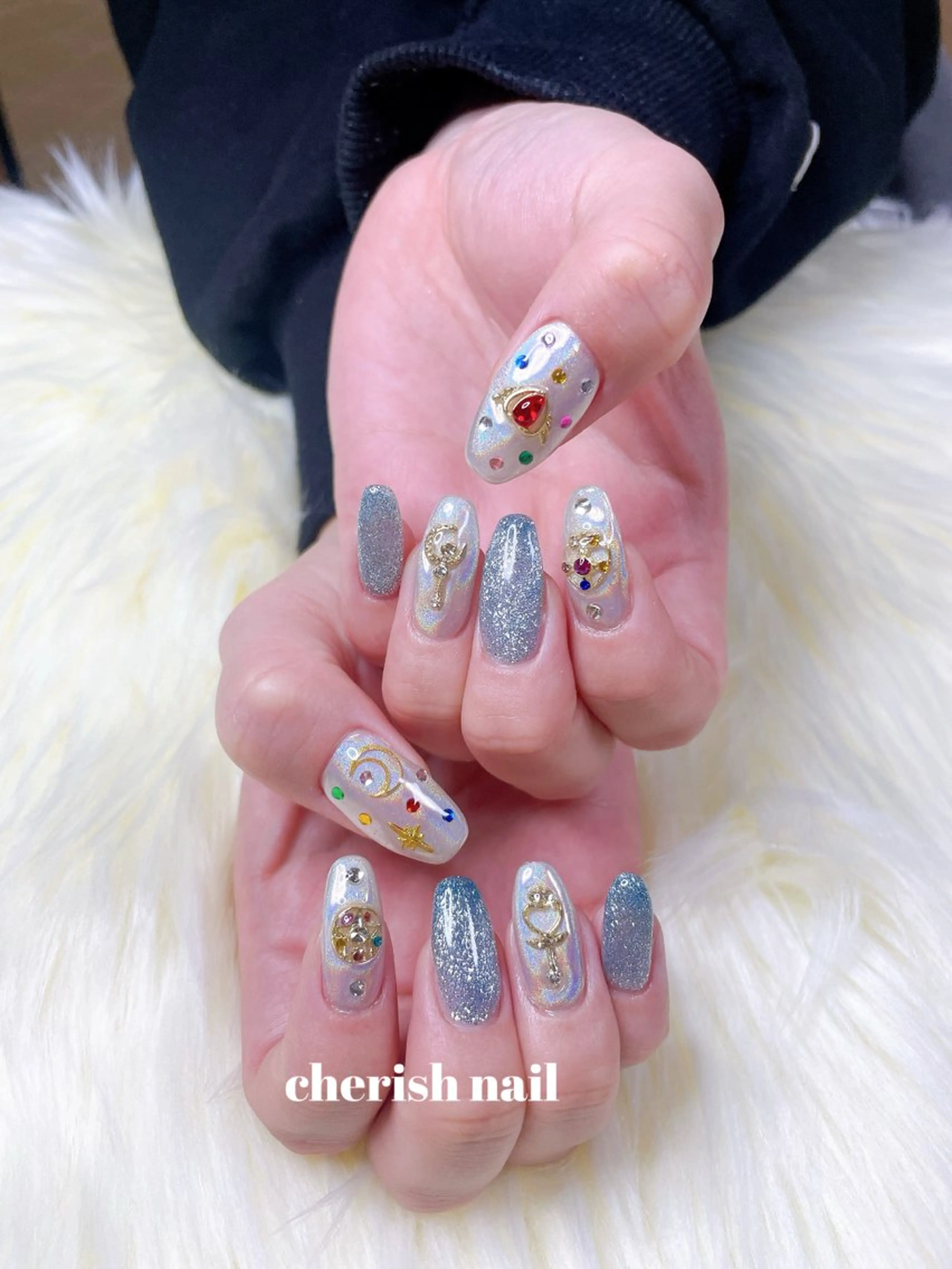ネイル ラメ(グリッター) マグネットネイル ミラーネイル ハンドネイル cherish nailのネイルデザイン