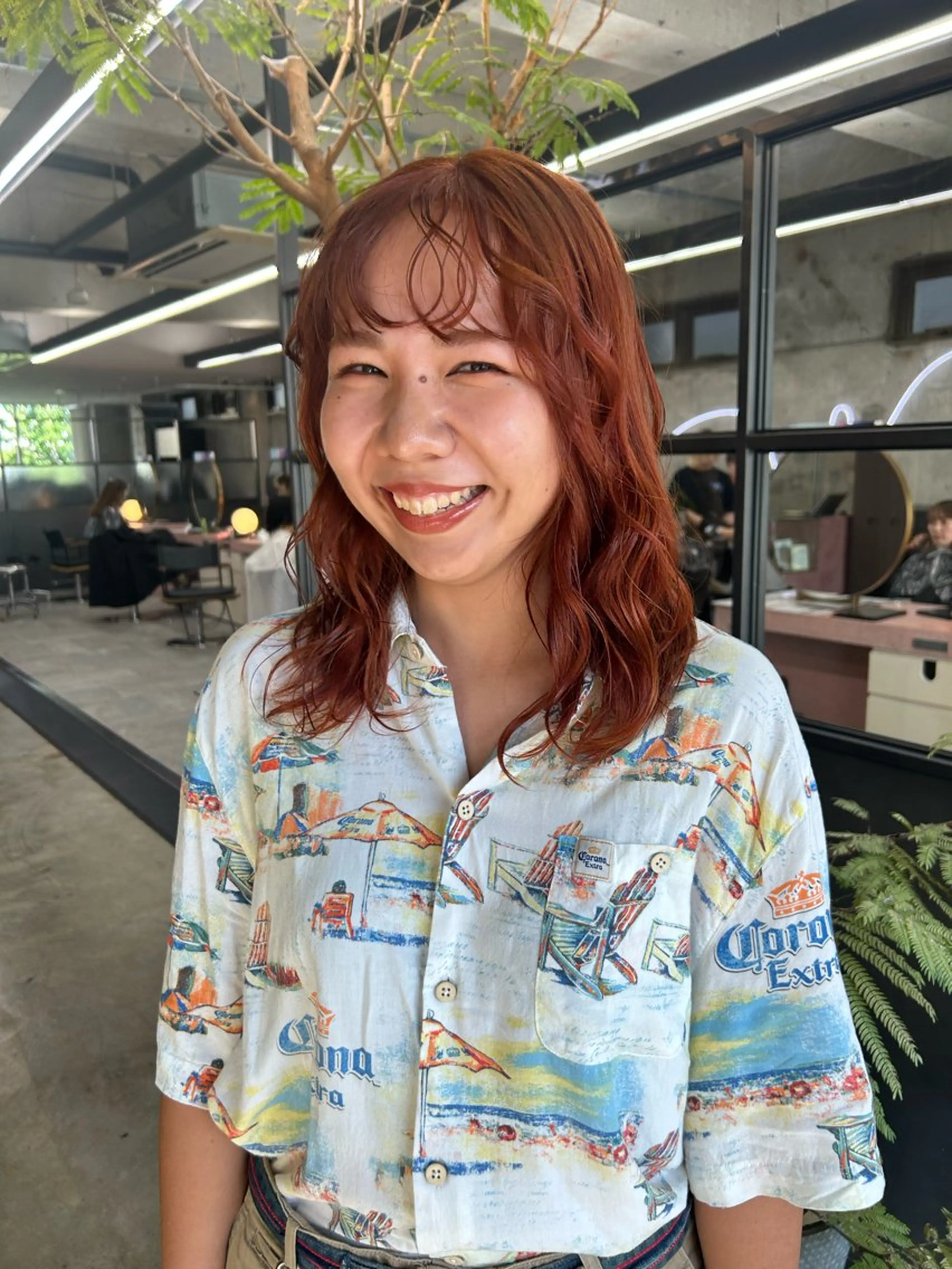 セミロング カラー ブリーチ オレンジ カット ヘアカラー maho/垢抜け カラー♡パーマのヘアスタイル