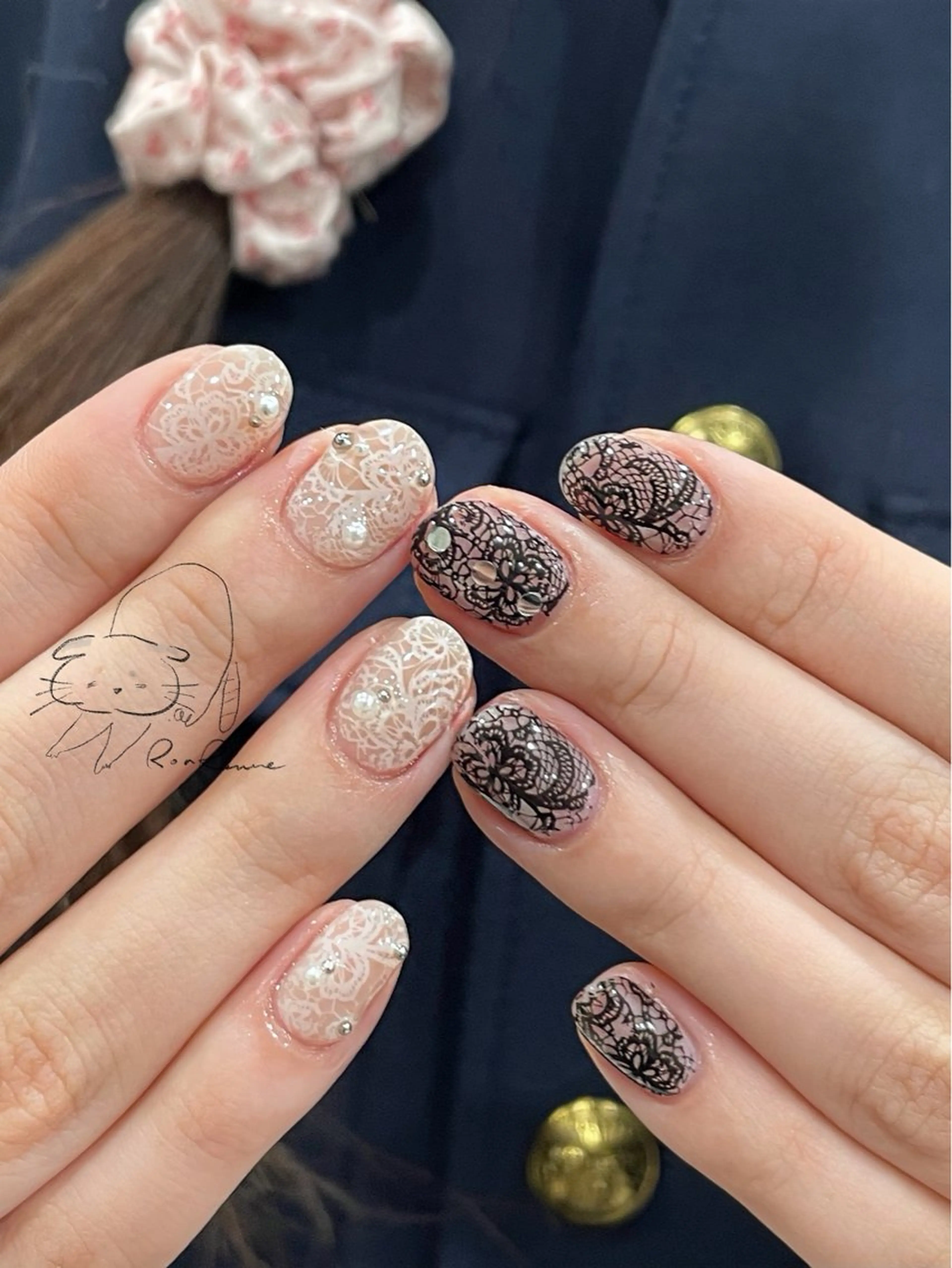 ネイル オーロラネイル 長さ出し フレンチネイル ジェルネイル ミラーネイル ハンドネイル ronronne .のネイルデザイン