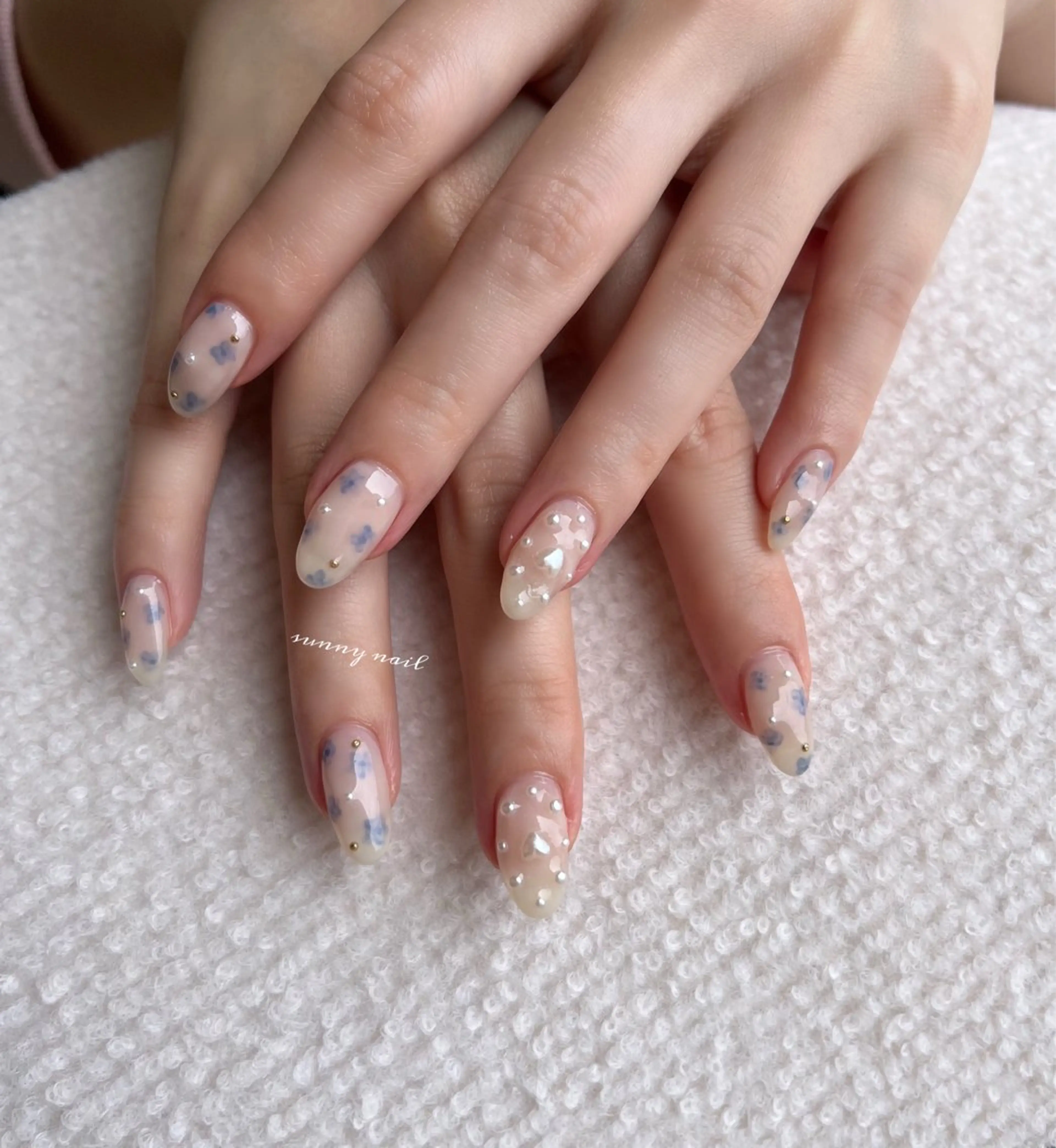 ネイル フラワーネイル ジェルネイル パラジェル パープル sunny nailのネイルデザイン
