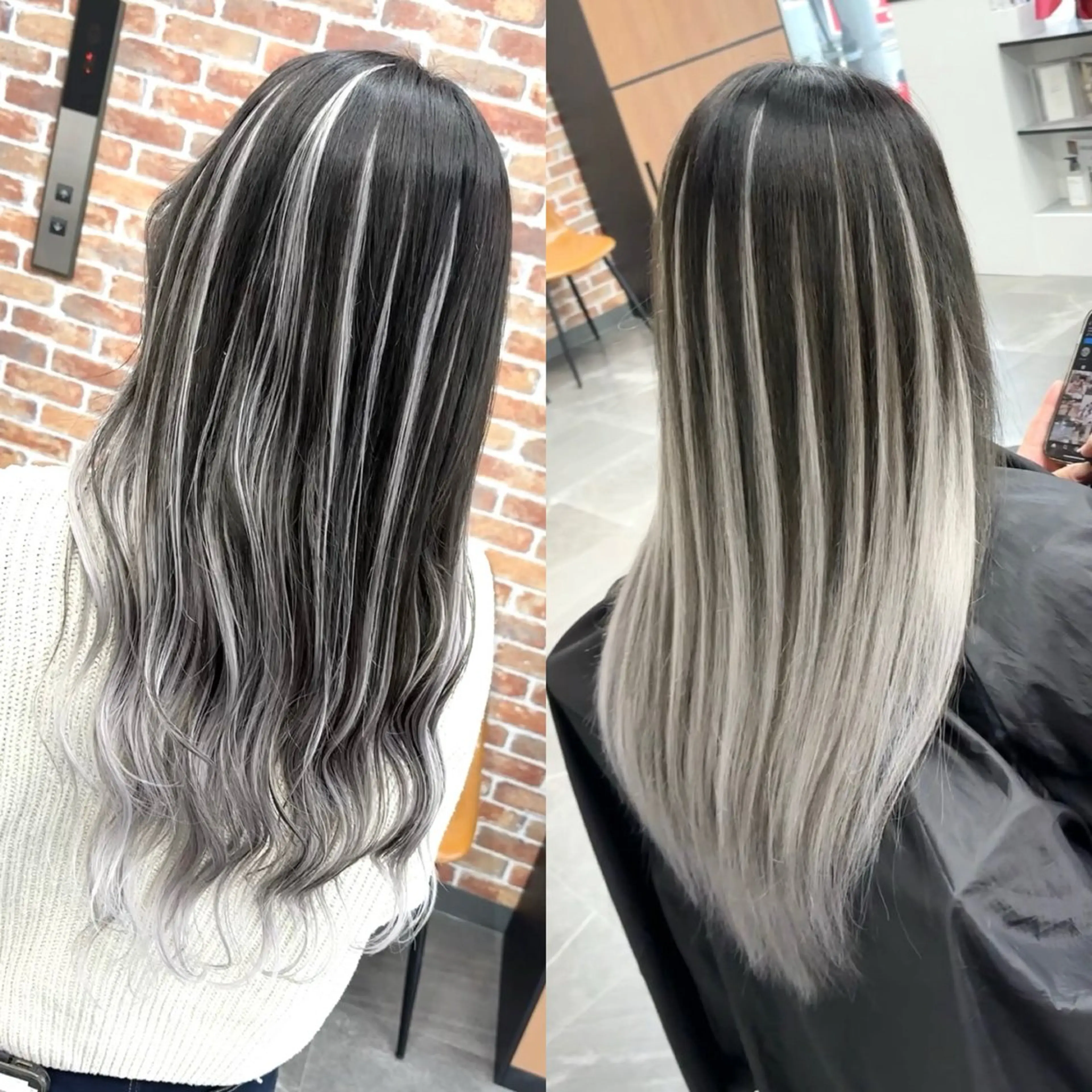 ロング カラー バレイヤージュ ブリーチ エクステ レイヤーカット ギャルの革命児 秀斗のヘアスタイル