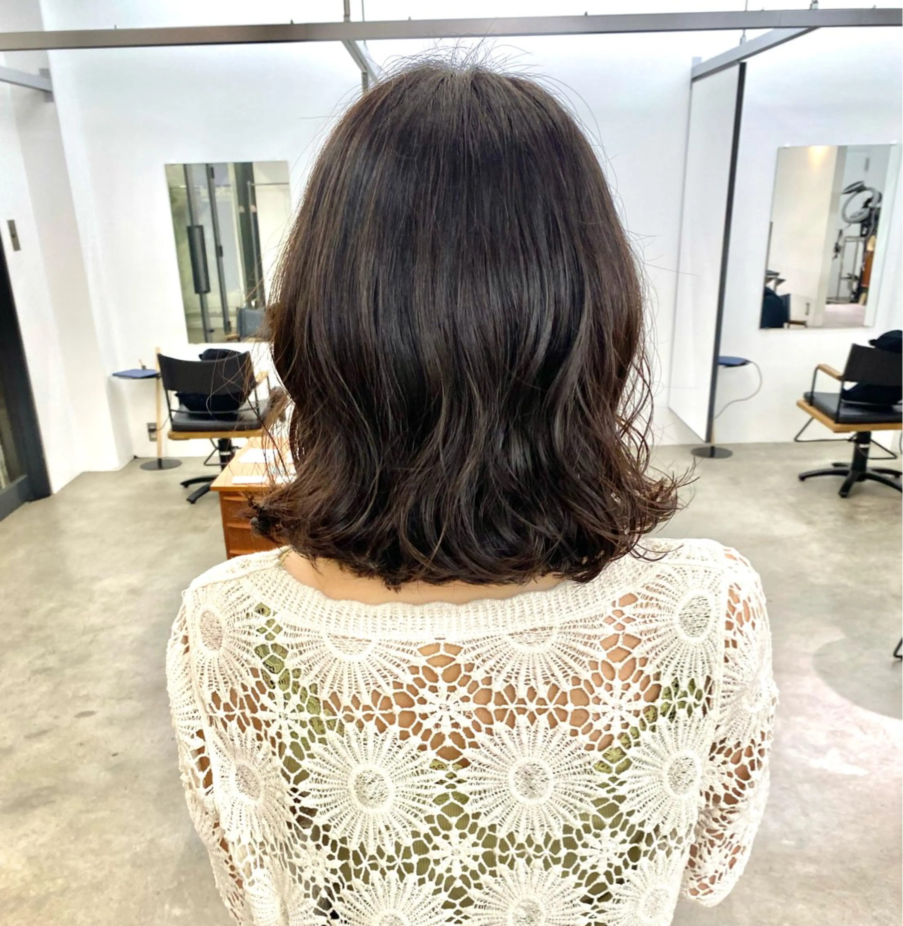 ミディアム パーマ ミディアムパーマ デジタルパーマ 顔周りカット/透明感 カラー/rioのヘアスタイル