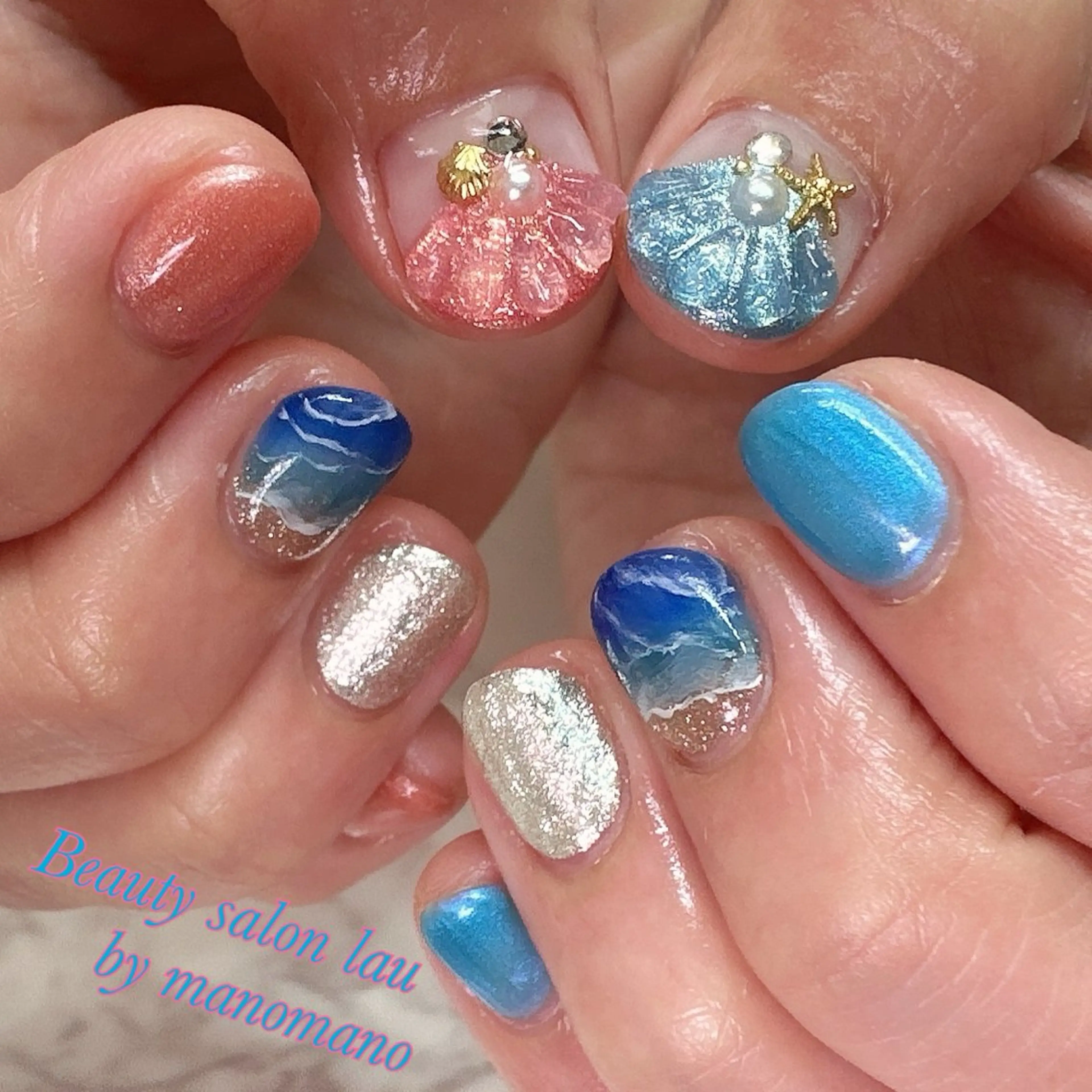 ネイル 夏ネイル ハンドネイル ラウバイマノマノ なかざとのネイルデザイン