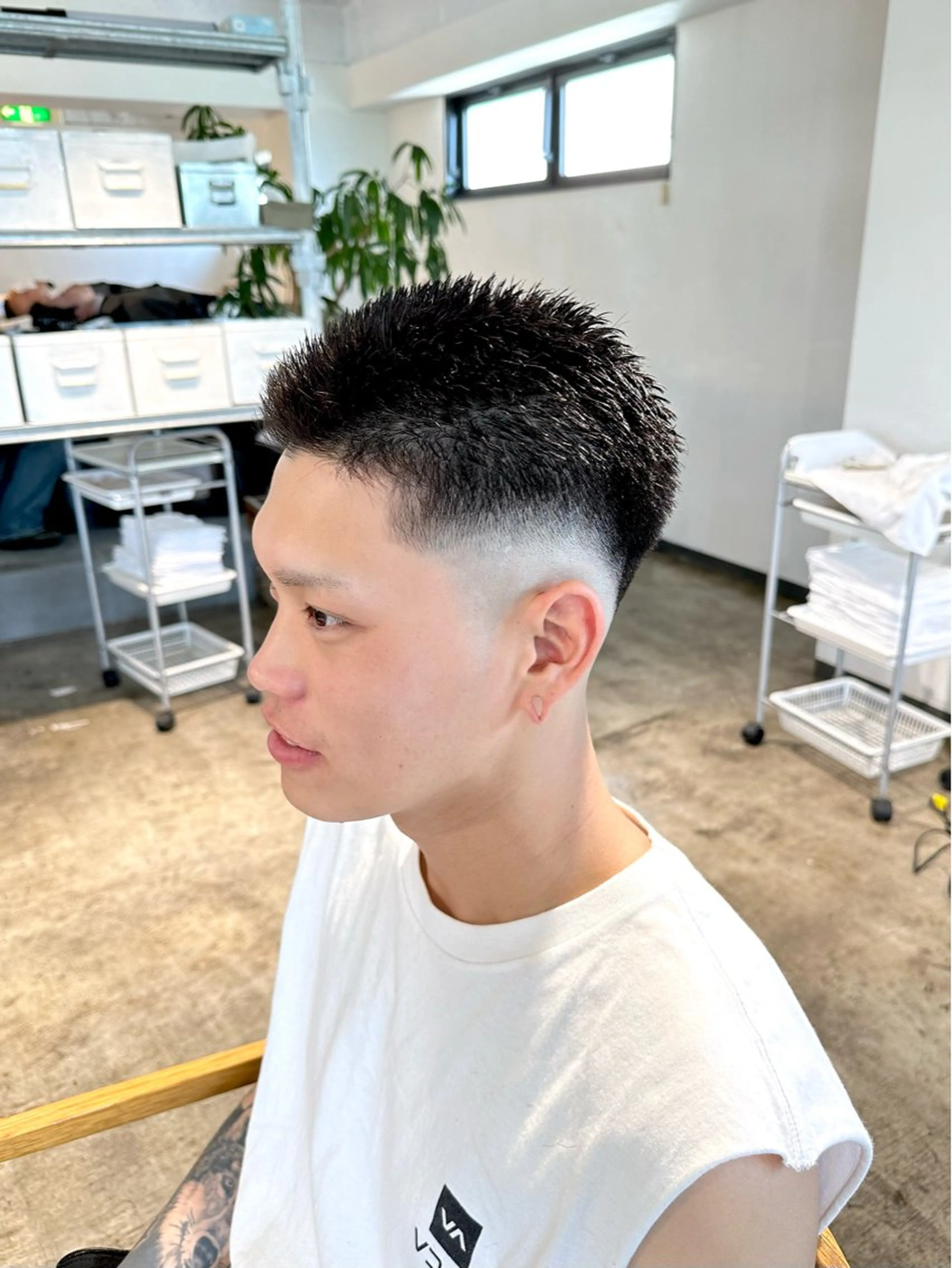 メンズ ボウズ フェードカット メンズパーマ スキンフェード スパイキーショート カット 骨格補正施術/メンズ 専門美容師/YUYAのヘアスタイル