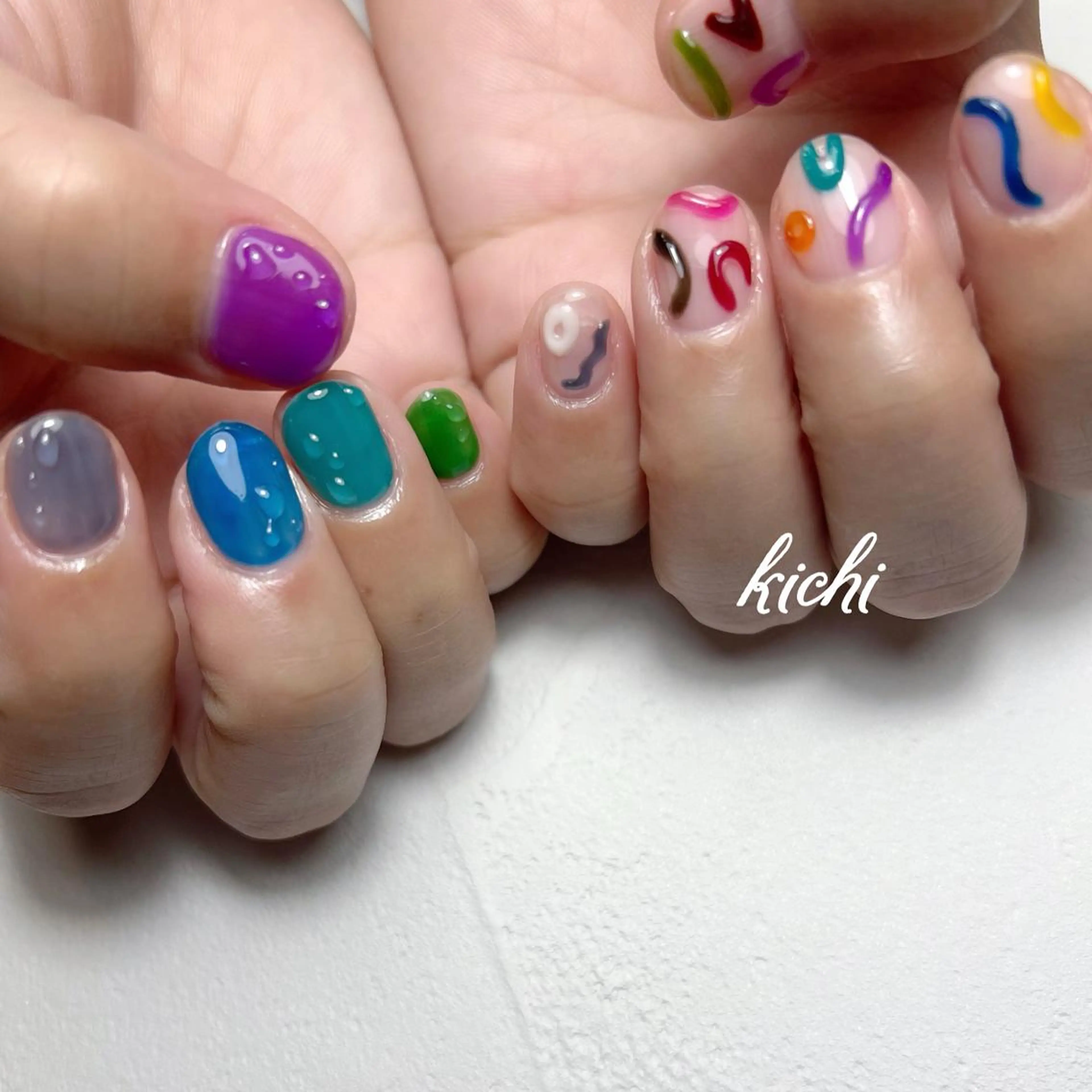 ネイル ジェルネイル 持ち込み ニュアンスネイル パラジェル 夏ネイル kichi･: *のネイルデザイン