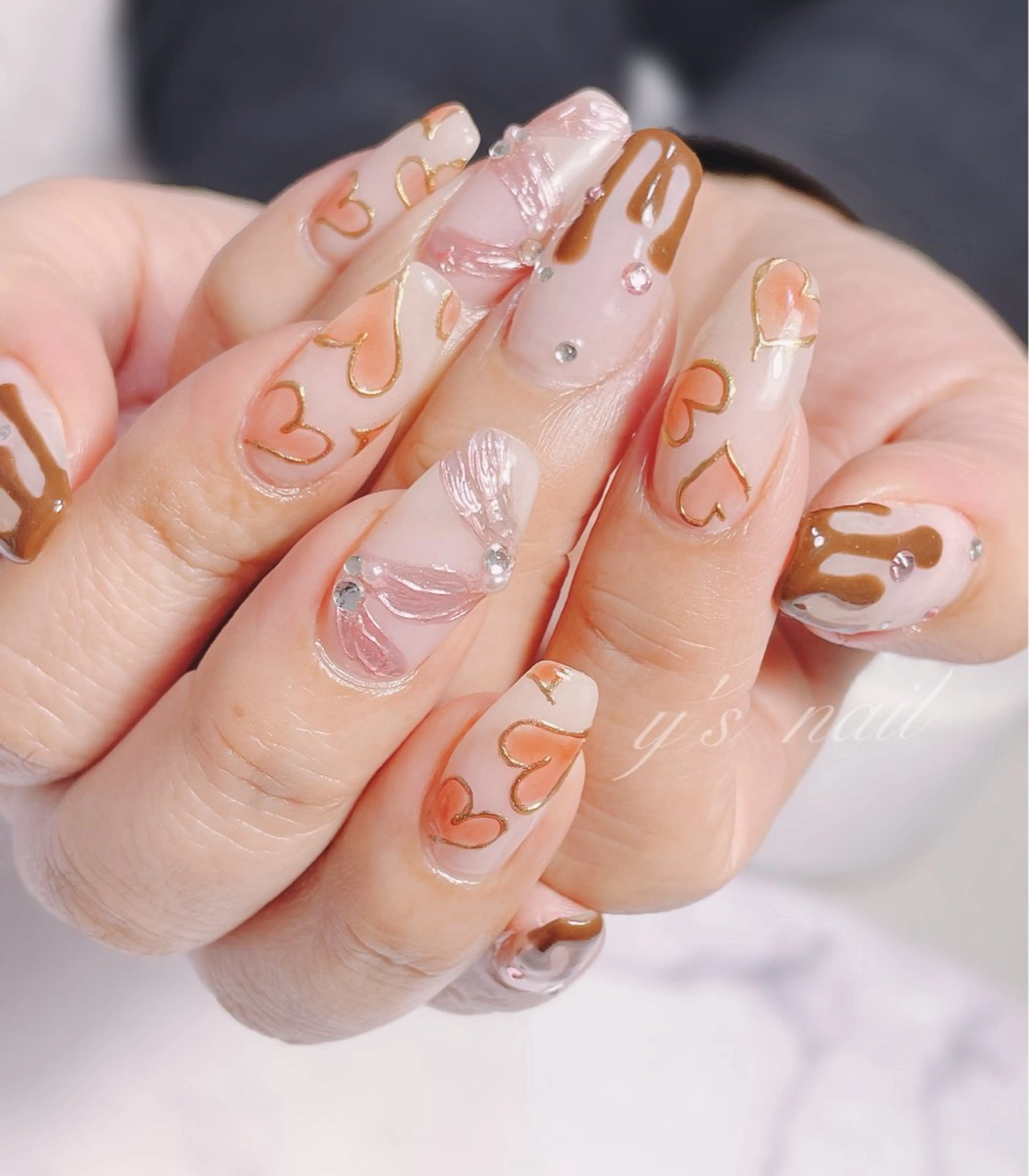 ネイル ハート 持ち込み バレンタイン ハンドネイル y’s nail ✧ゆきのネイルデザイン