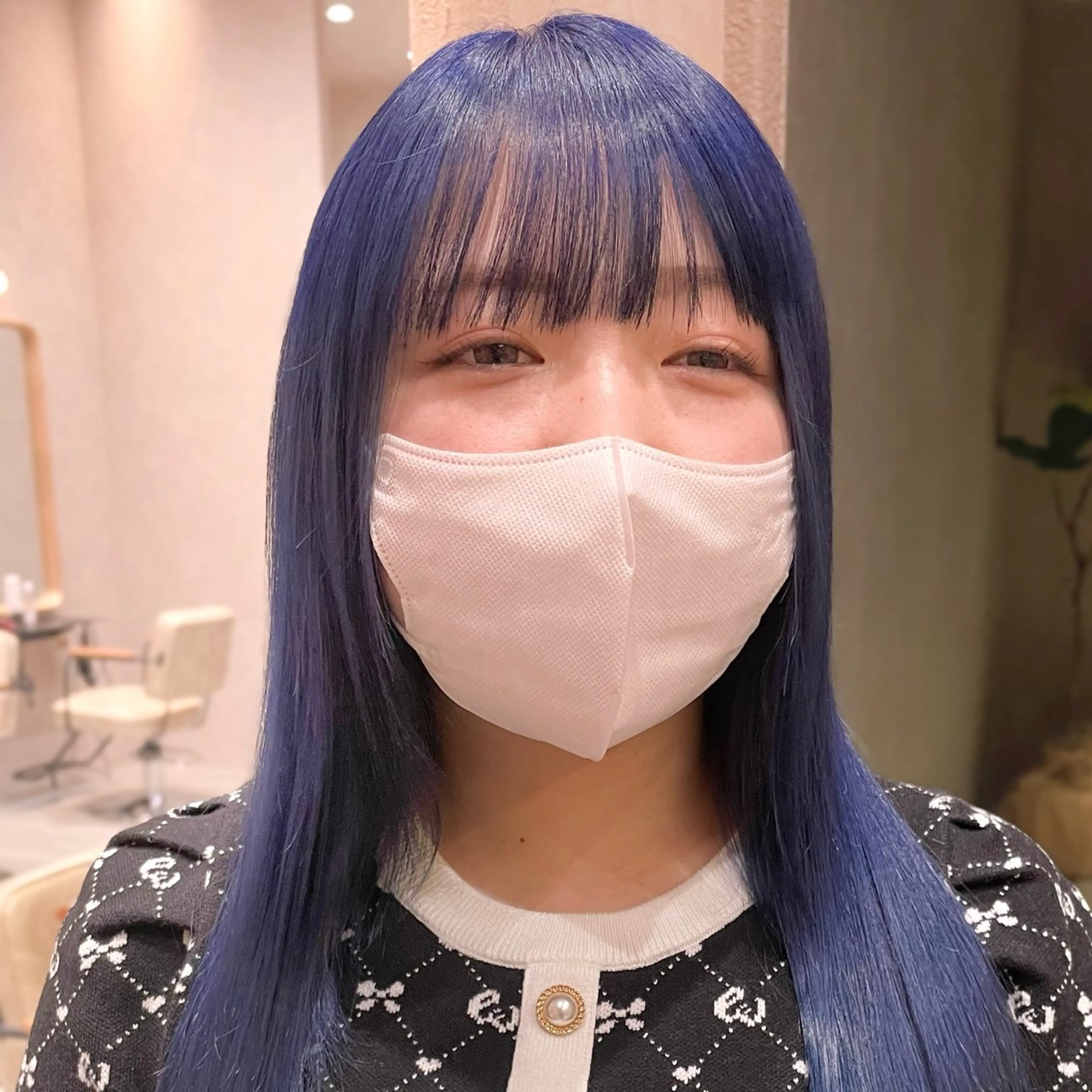 セミロング カラー ブリーチ ブルーカラー オレンジ イエローカラー レイヤー/柔らか 透明感カラー/ゆきなのヘアスタイル