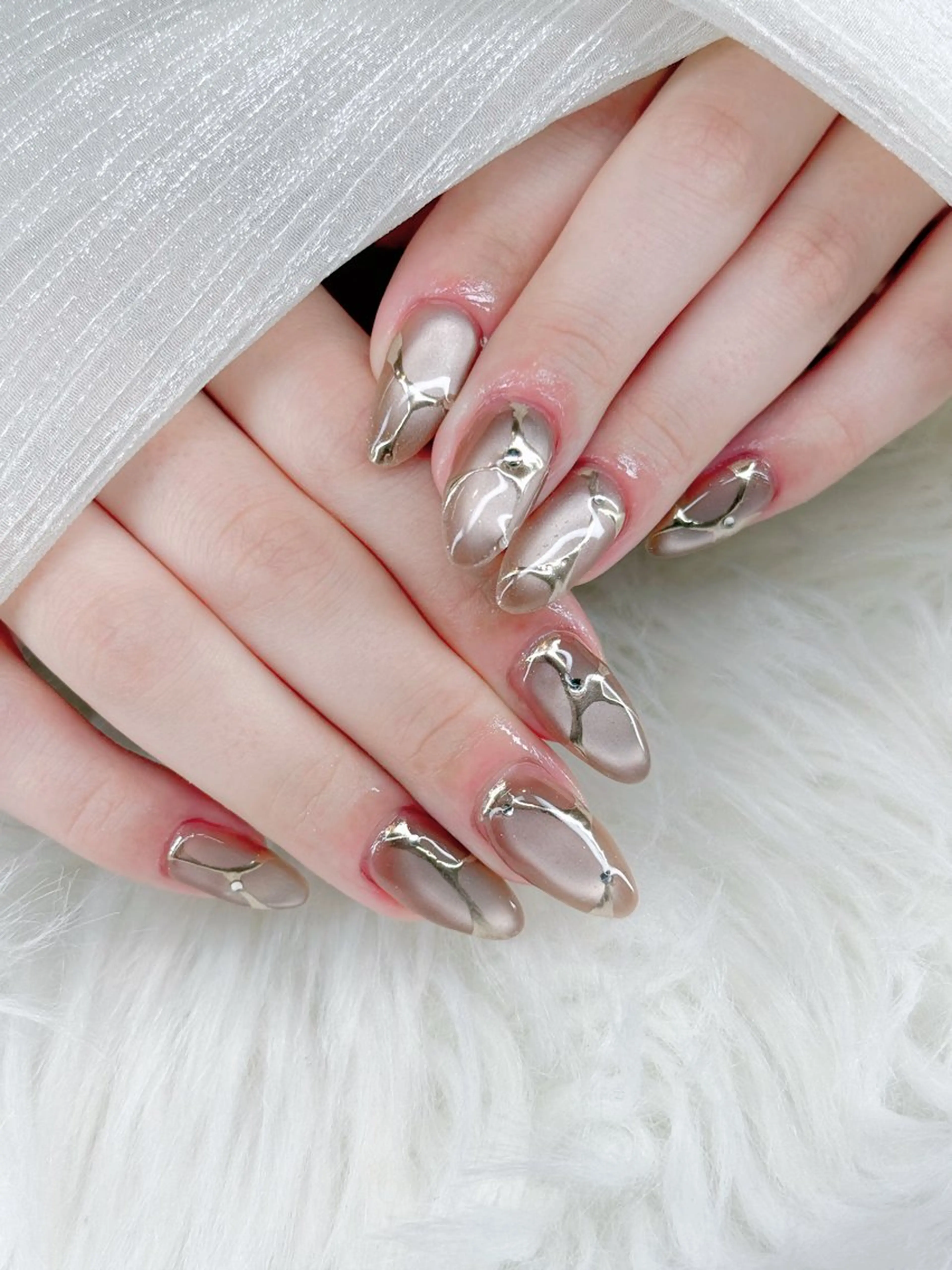 ネイル 持ち込み ハンドネイル Agate miku🎀‧₊のネイルデザイン