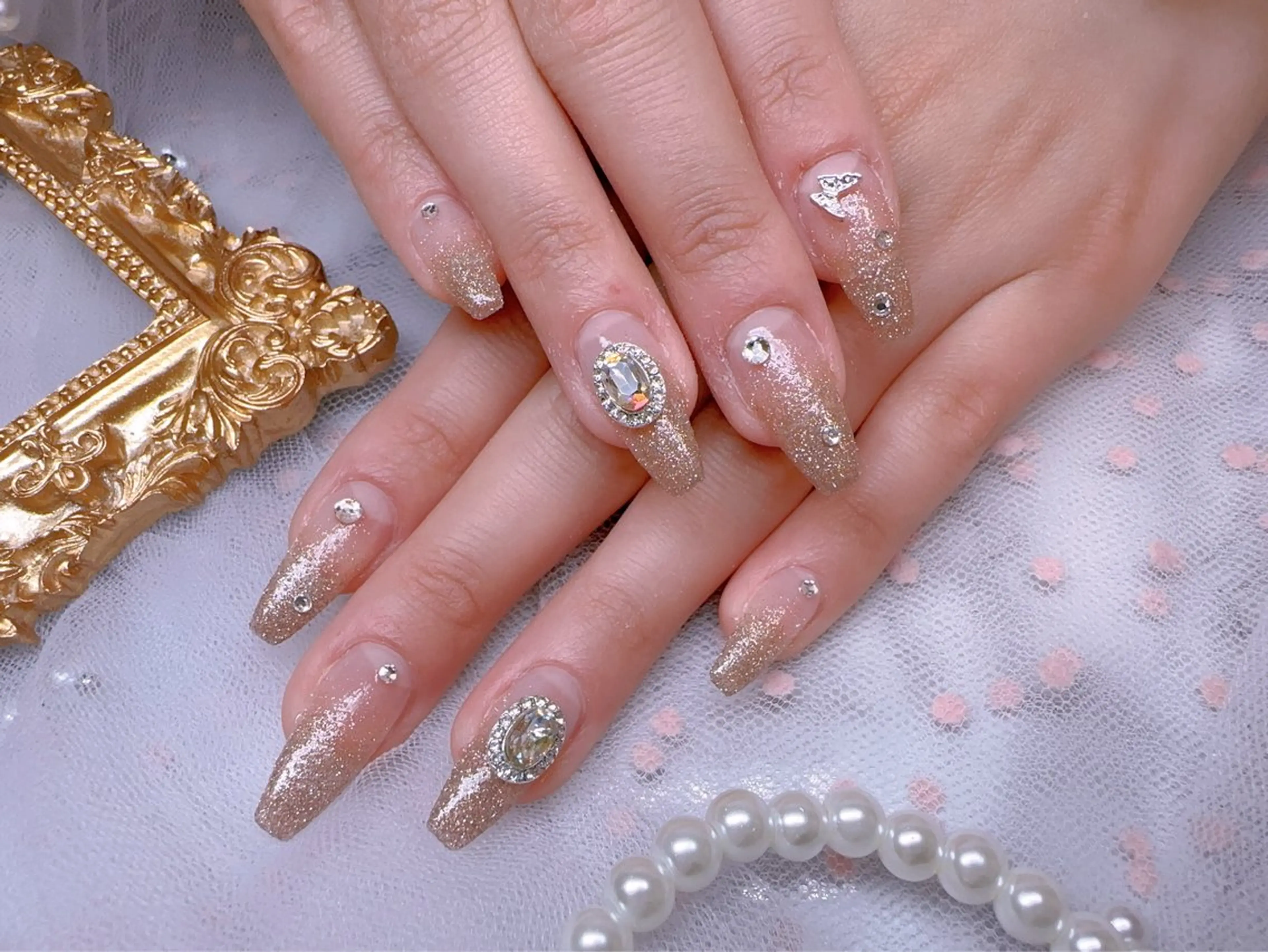 ネイル オーロラネイル フットネイル 韓国ネイル ラメ(グリッター) ラメグラデーション ハンドネイル Belle nail salon 新小岩のネイルデザイン