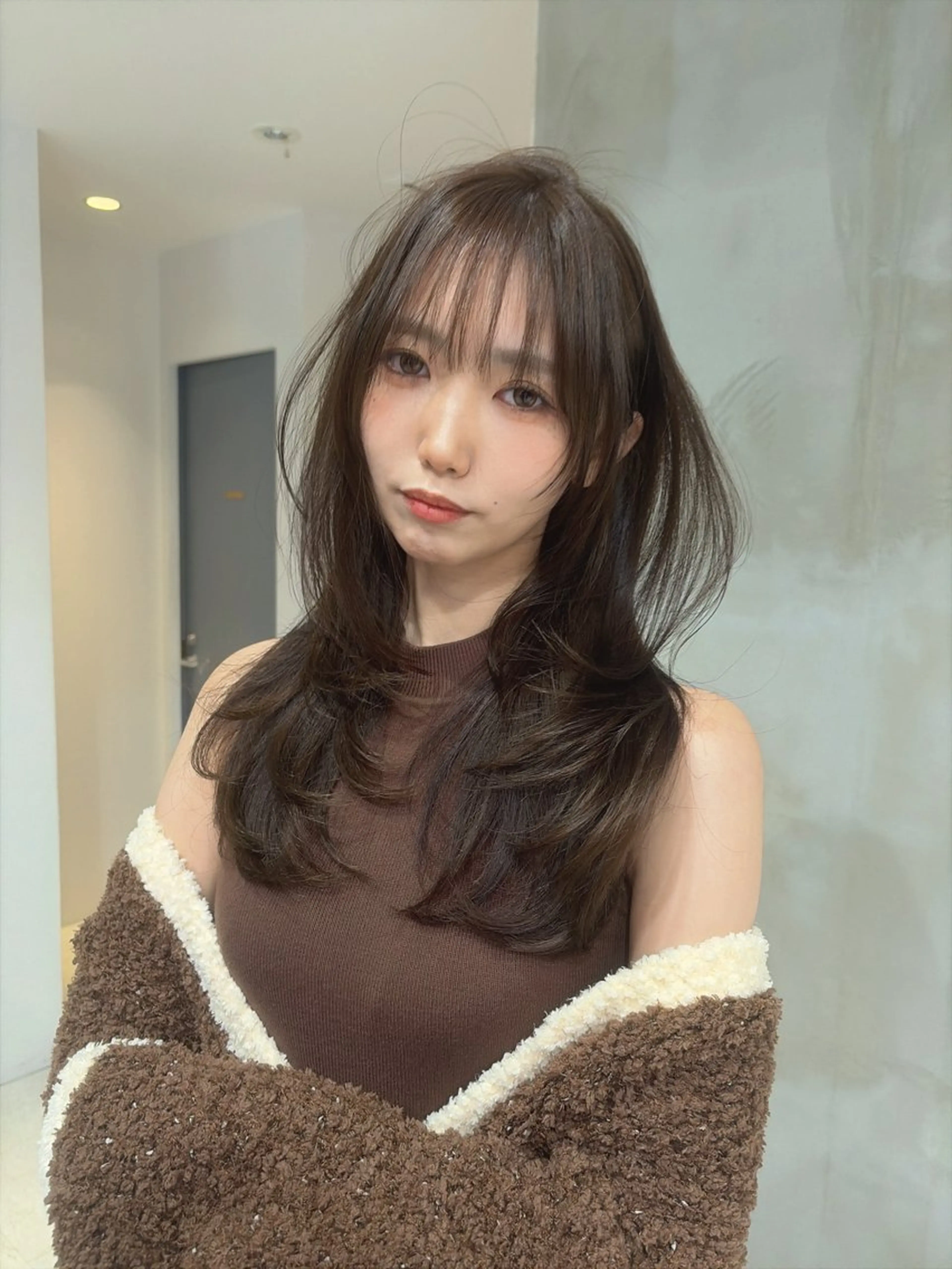 ロング カット ヘアカラー トリートメント 海野翔吾🇨🇳 ワンホンレイヤーのヘアスタイル