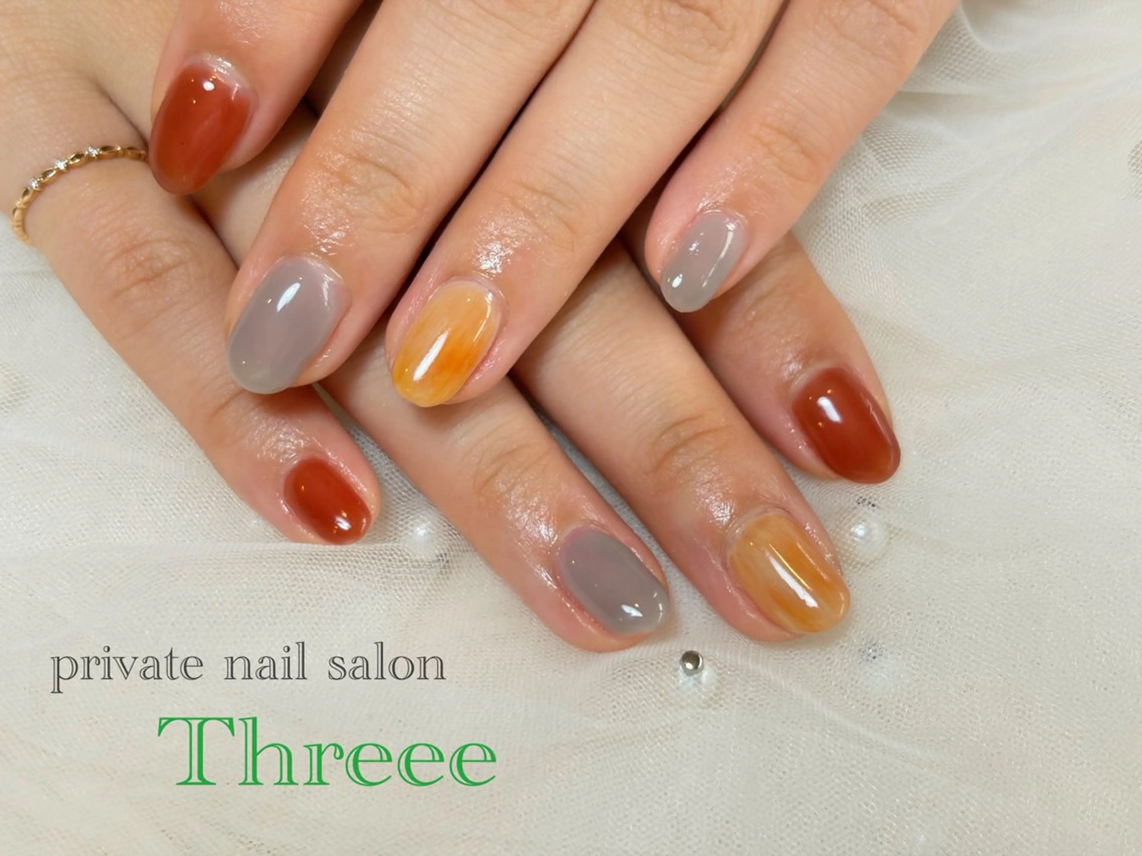ネイル 大理石ネイル(マーブル) ワンカラーネイル ハンドネイル Nail salon - Threee　-のネイルデザイン